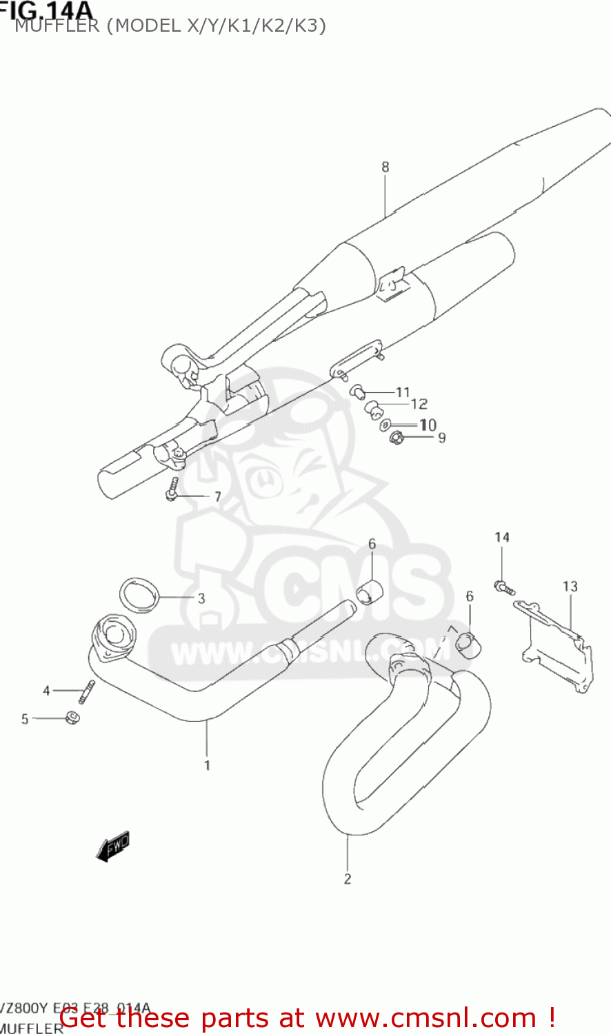 MUFFLER (MODEL X/Y/K1/K2/K3) VZ800 MARAUDER 2002 (K2) USA (E03)