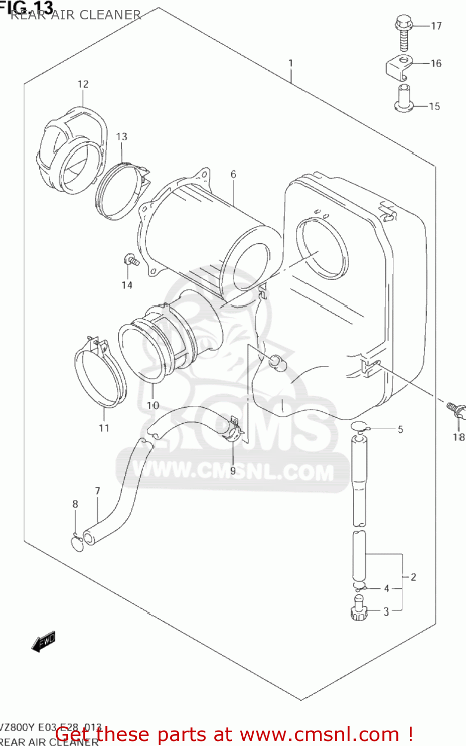 REAR AIR CLEANER VZ800 MARAUDER 2002 (K2) USA (E03)