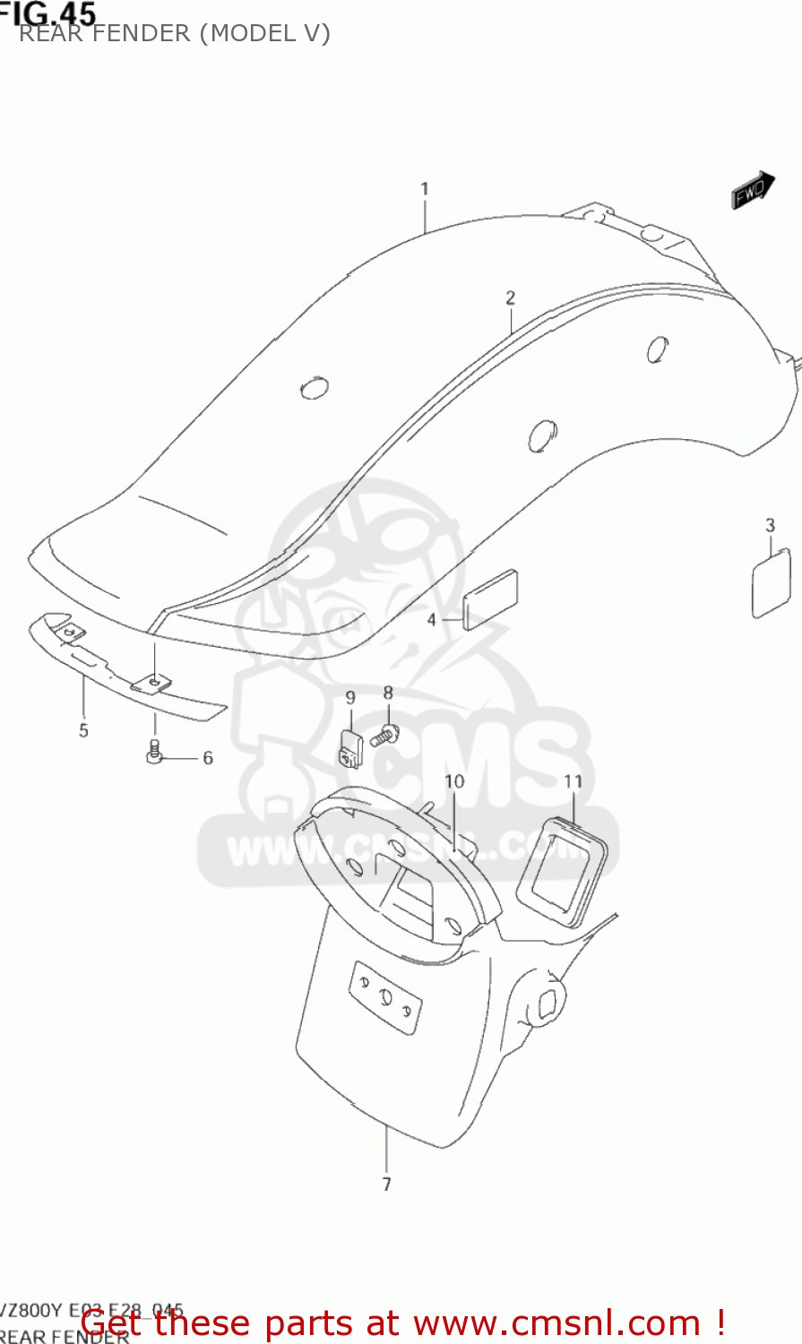 REAR FENDER (MODEL V) VZ800 MARAUDER 2002 (K2) USA (E03)