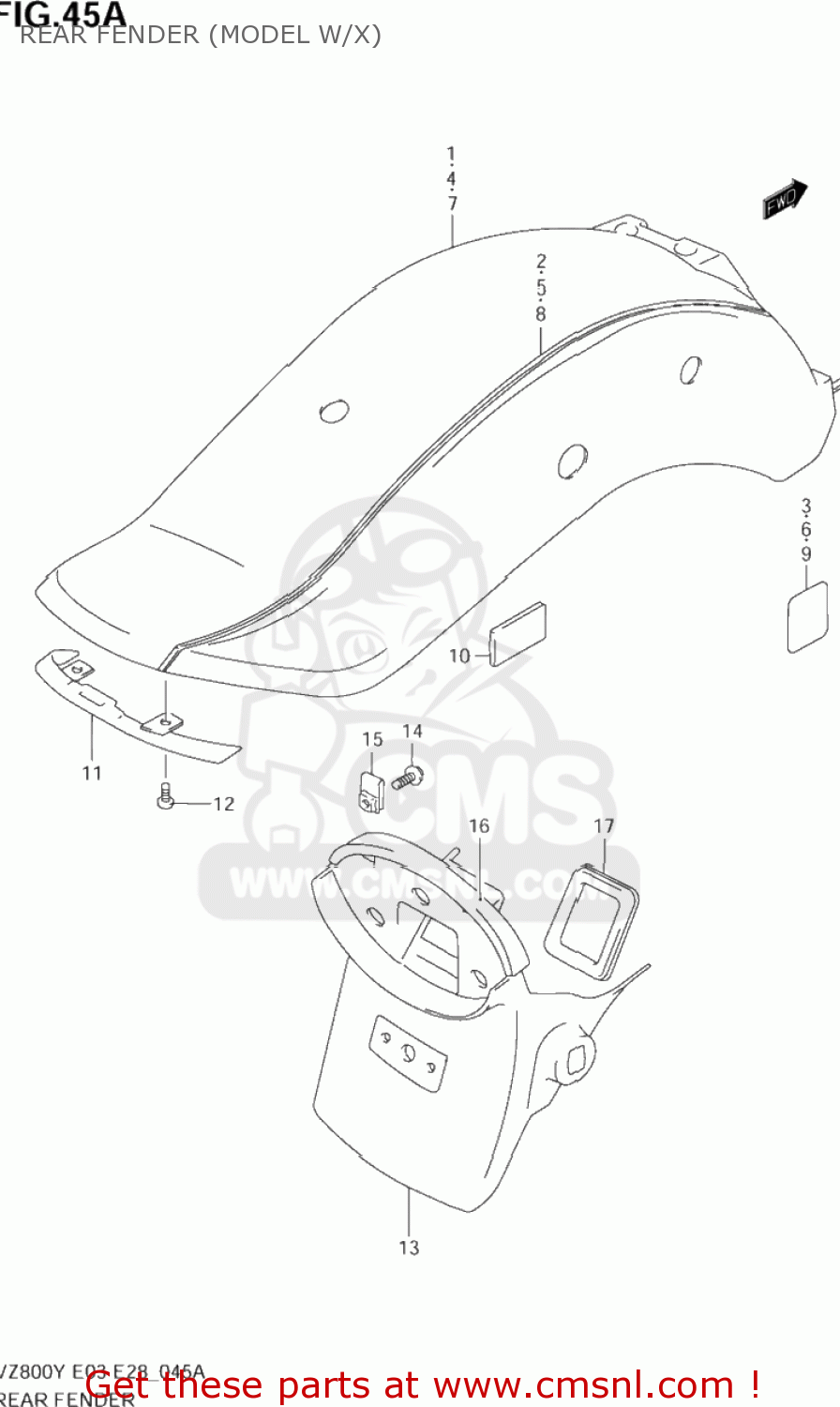 REAR FENDER (MODEL W/X) VZ800 MARAUDER 2002 (K2) USA (E03)