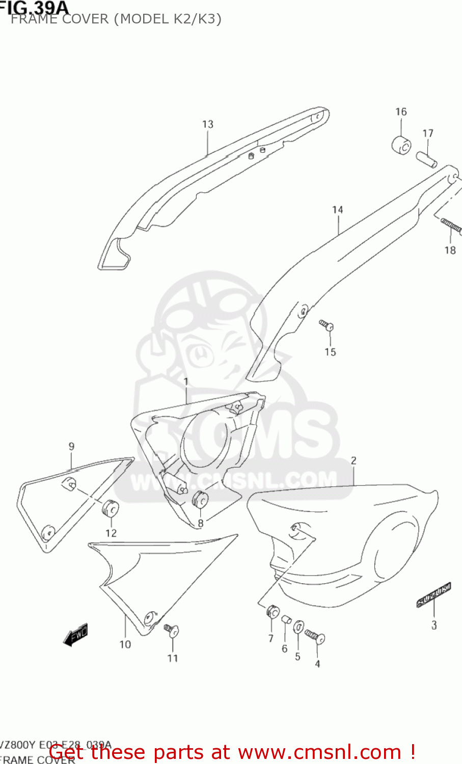 FRAME COVER (MODEL K2/K3) VZ800 MARAUDER 2003 (K3) USA (E03)
