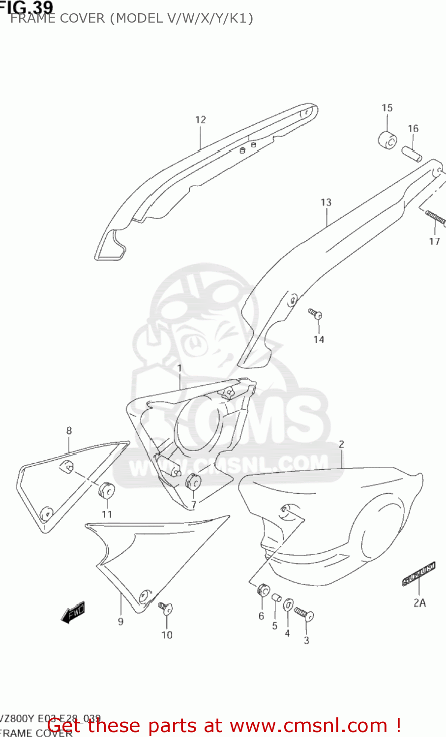FRAME COVER (MODEL V/W/X/Y/K1) VZ800 MARAUDER 2003 (K3) USA (E03)