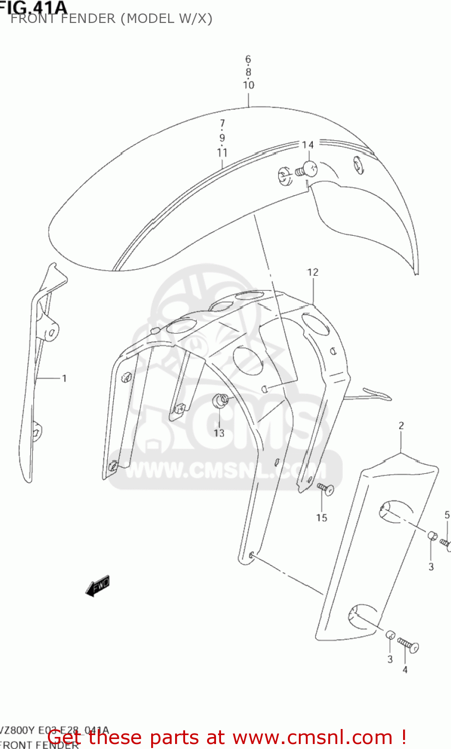 FRONT FENDER (MODEL W/X) VZ800 MARAUDER 2003 (K3) USA (E03)