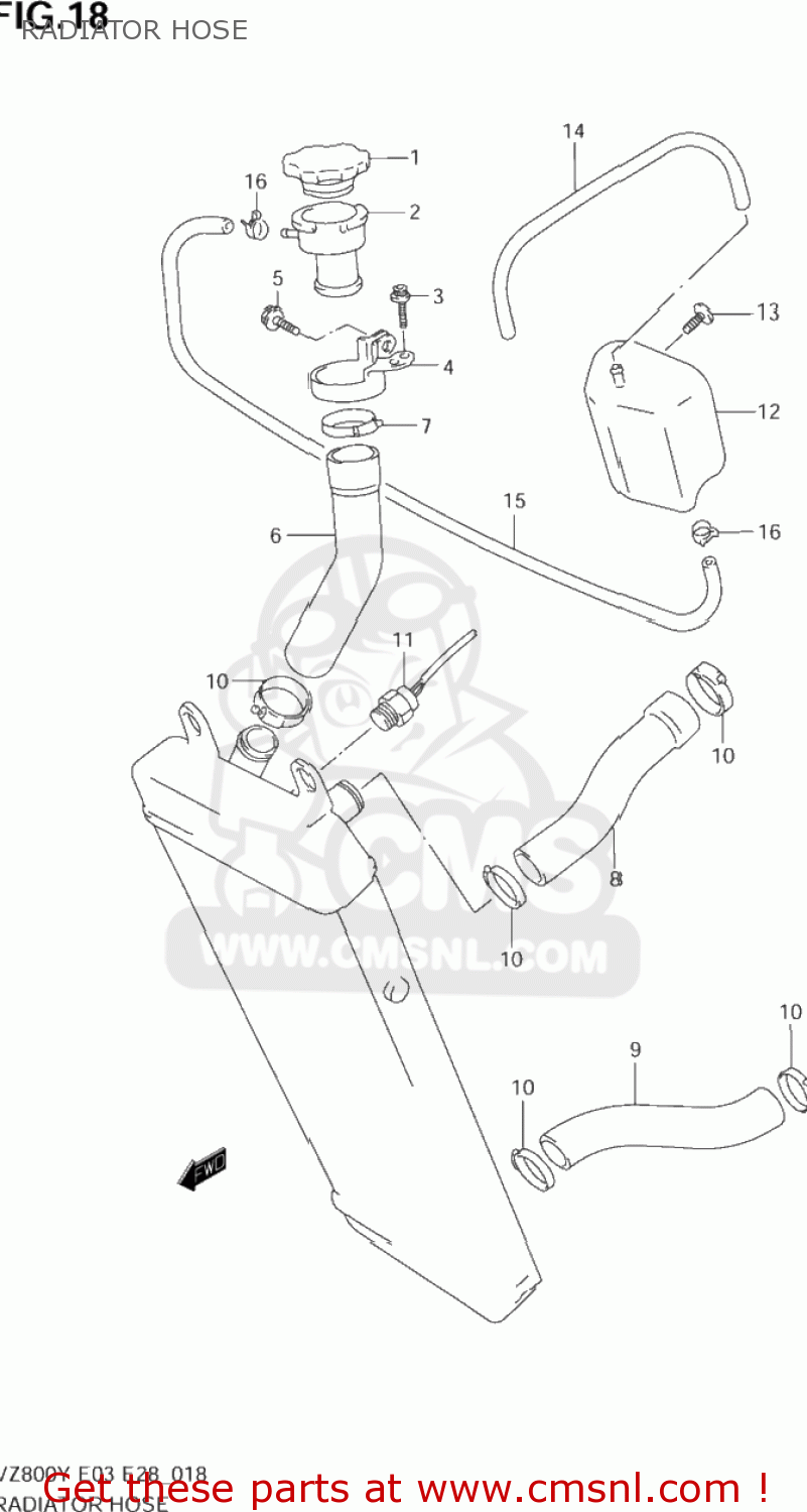 RADIATOR HOSE VZ800 MARAUDER 2003 (K3) USA (E03)