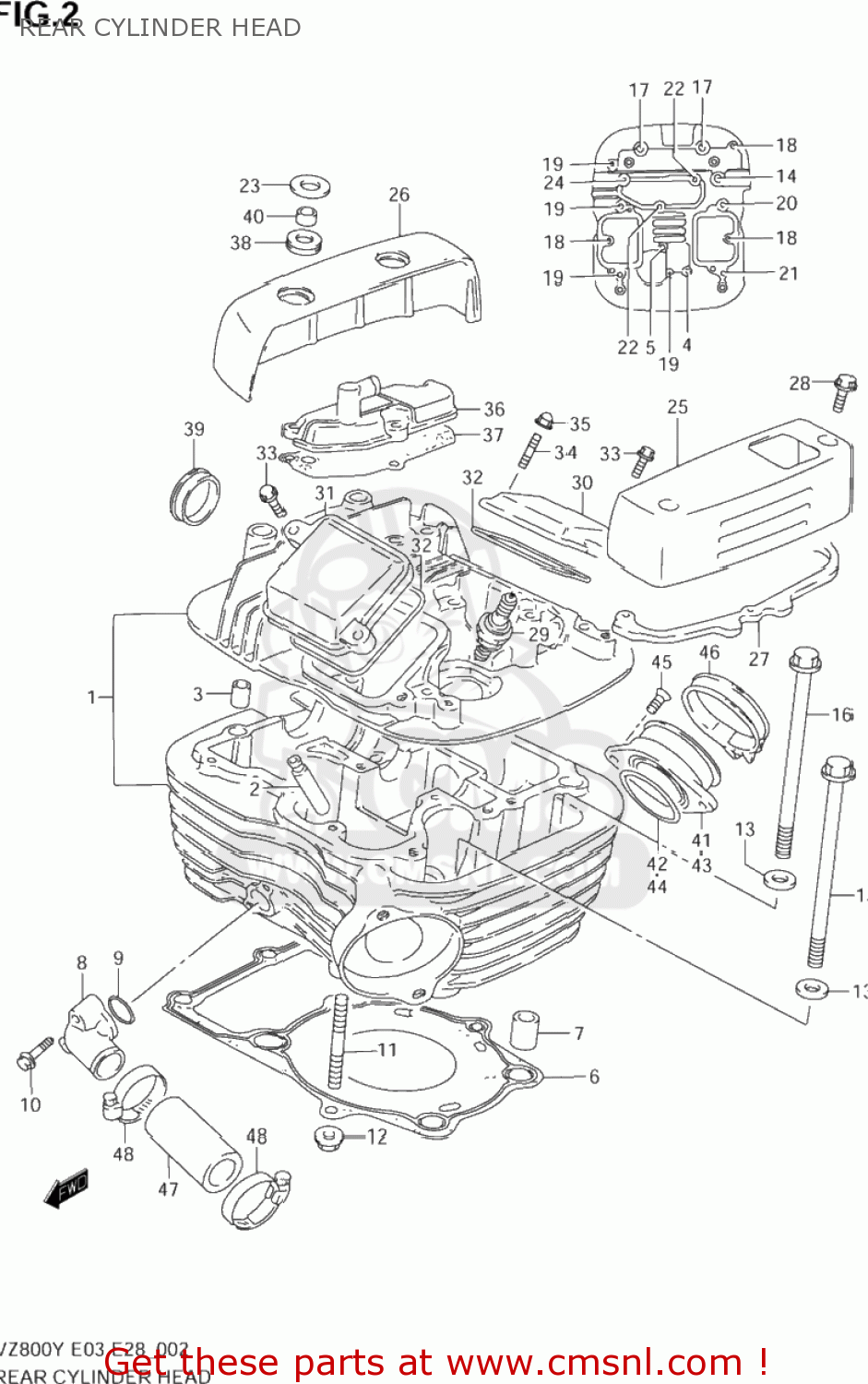 REAR CYLINDER HEAD VZ800 MARAUDER 2003 (K3) USA (E03)