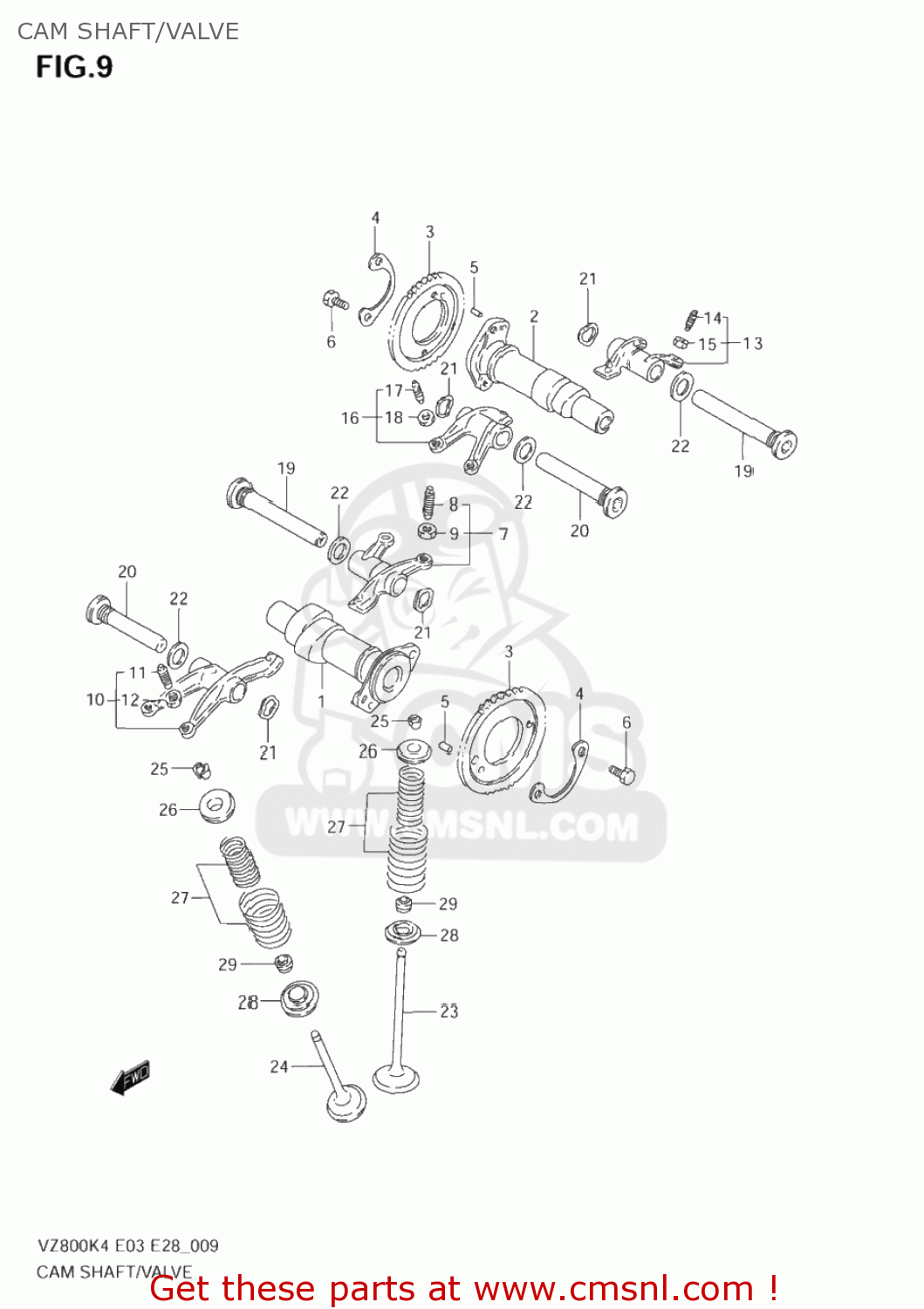 CAM SHAFT/VALVE VZ800 MARAUDER 2004 (K4) USA (E03)