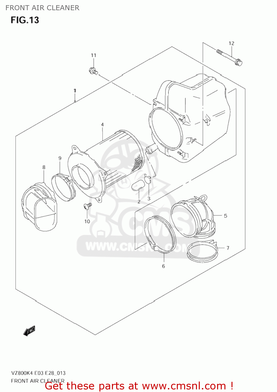FRONT AIR CLEANER VZ800 MARAUDER 2004 (K4) USA (E03)