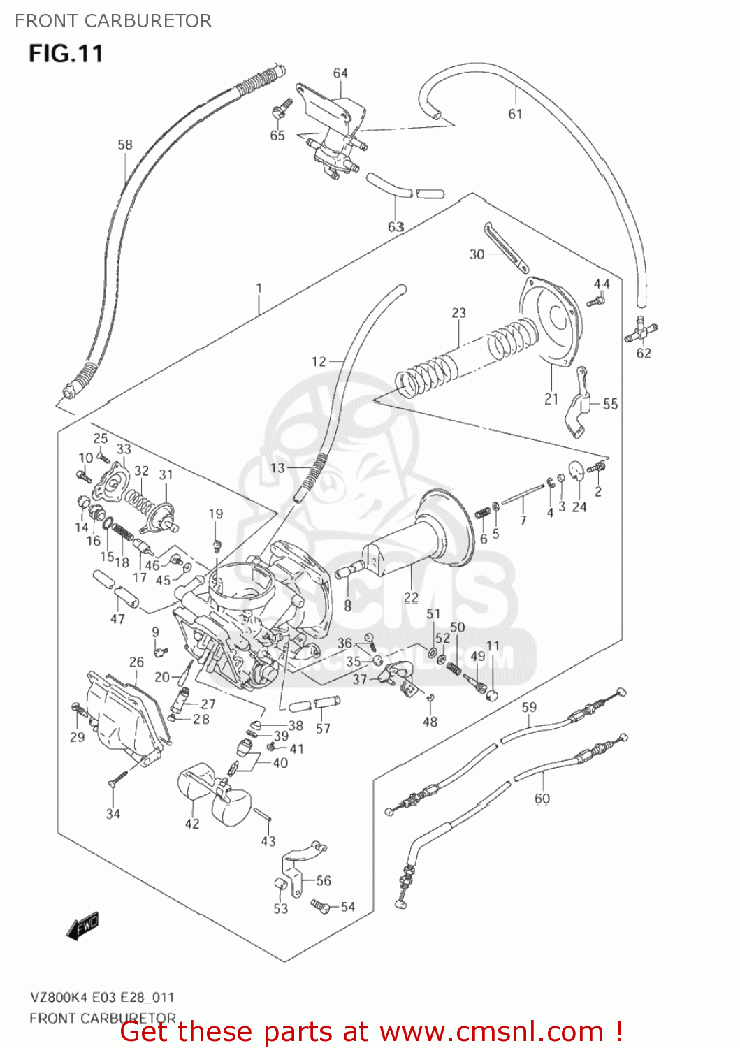 FRONT CARBURETOR VZ800 MARAUDER 2004 (K4) USA (E03)