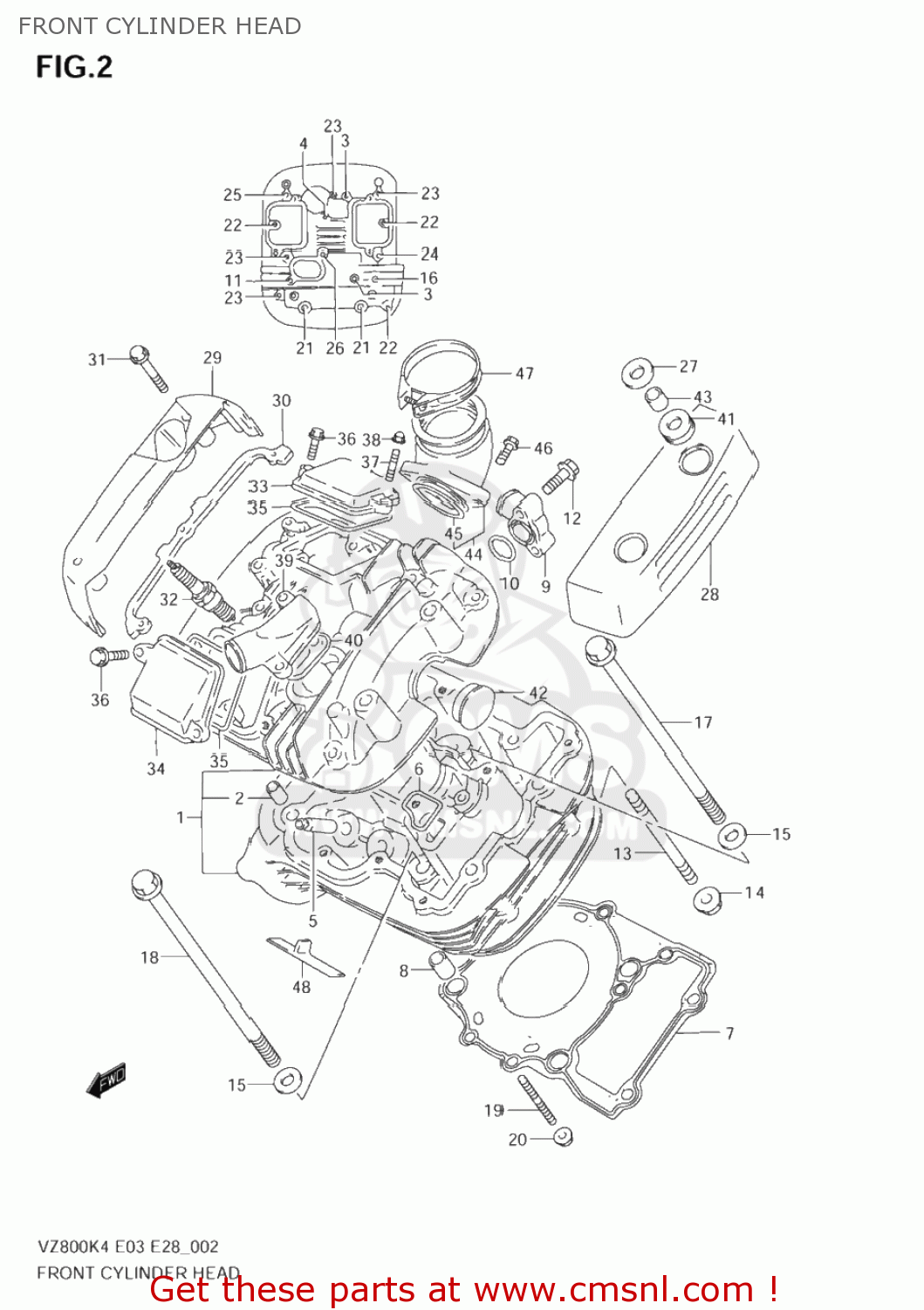 FRONT CYLINDER HEAD VZ800 MARAUDER 2004 (K4) USA (E03)