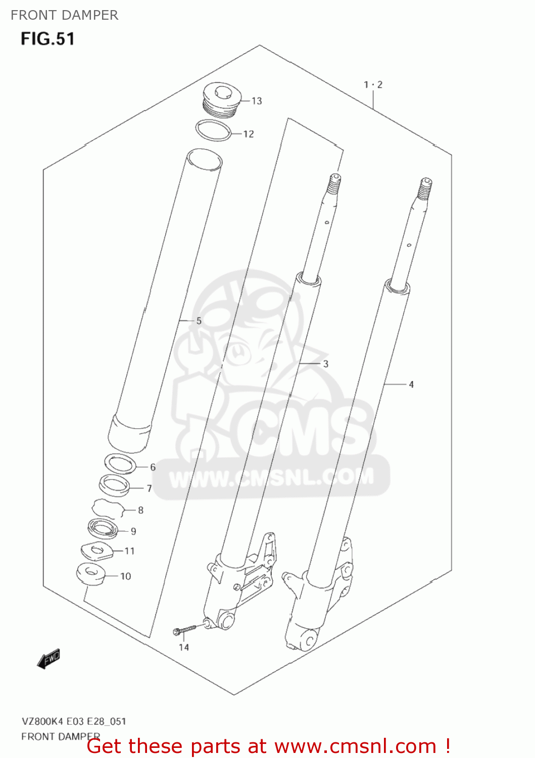 FRONT DAMPER VZ800 MARAUDER 2004 (K4) USA (E03)