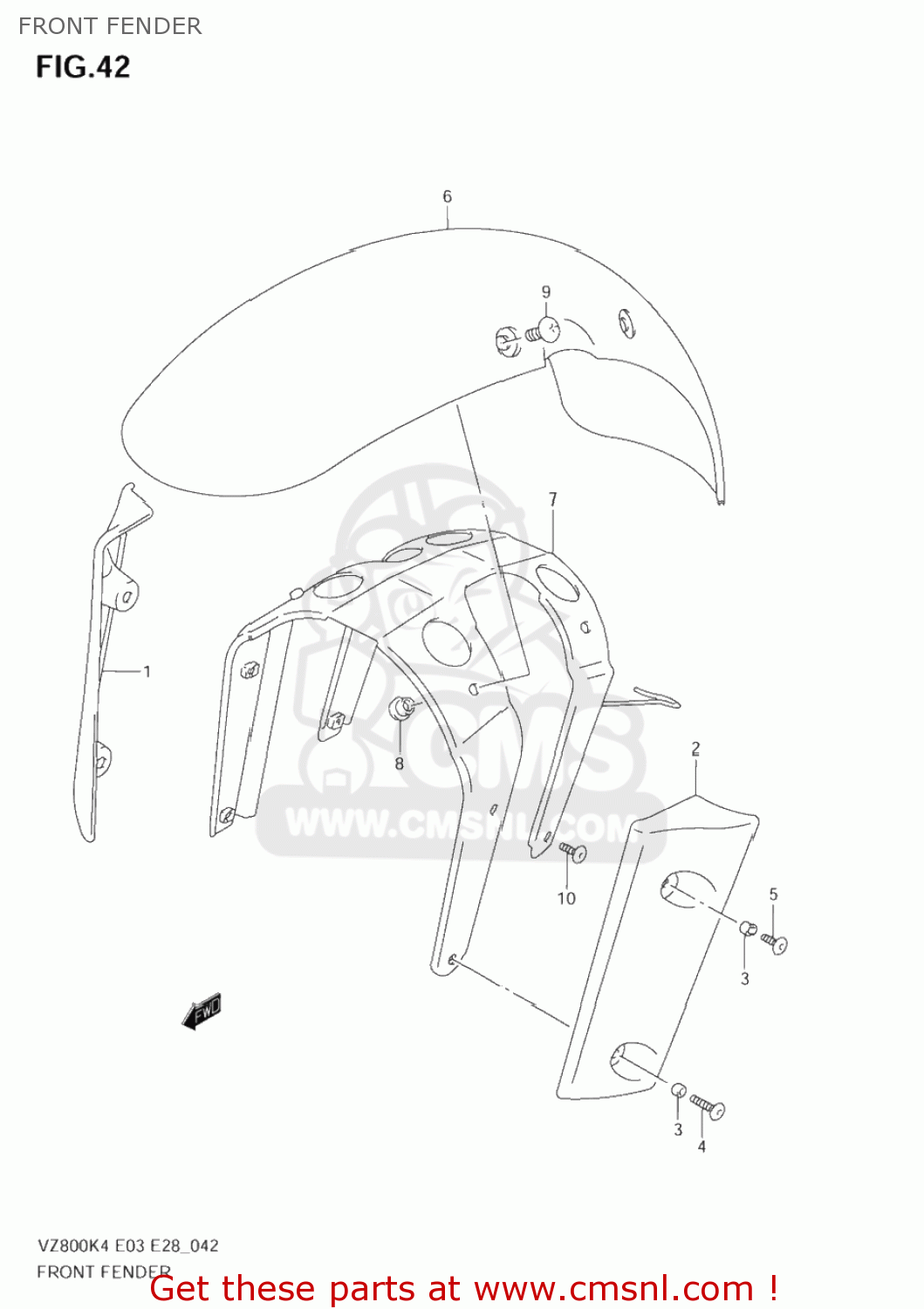 FRONT FENDER VZ800 MARAUDER 2004 (K4) USA (E03)