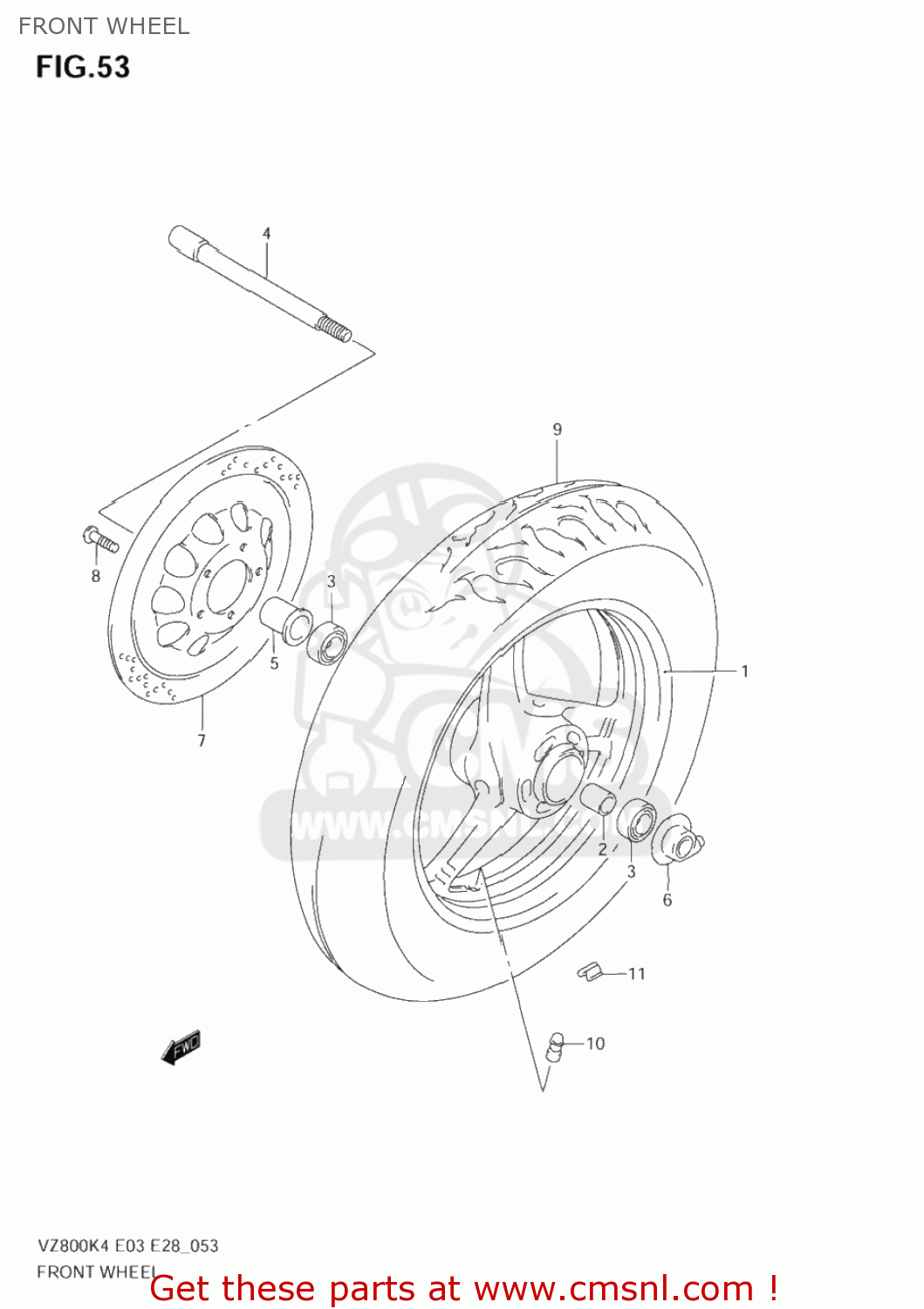 FRONT WHEEL VZ800 MARAUDER 2004 (K4) USA (E03)