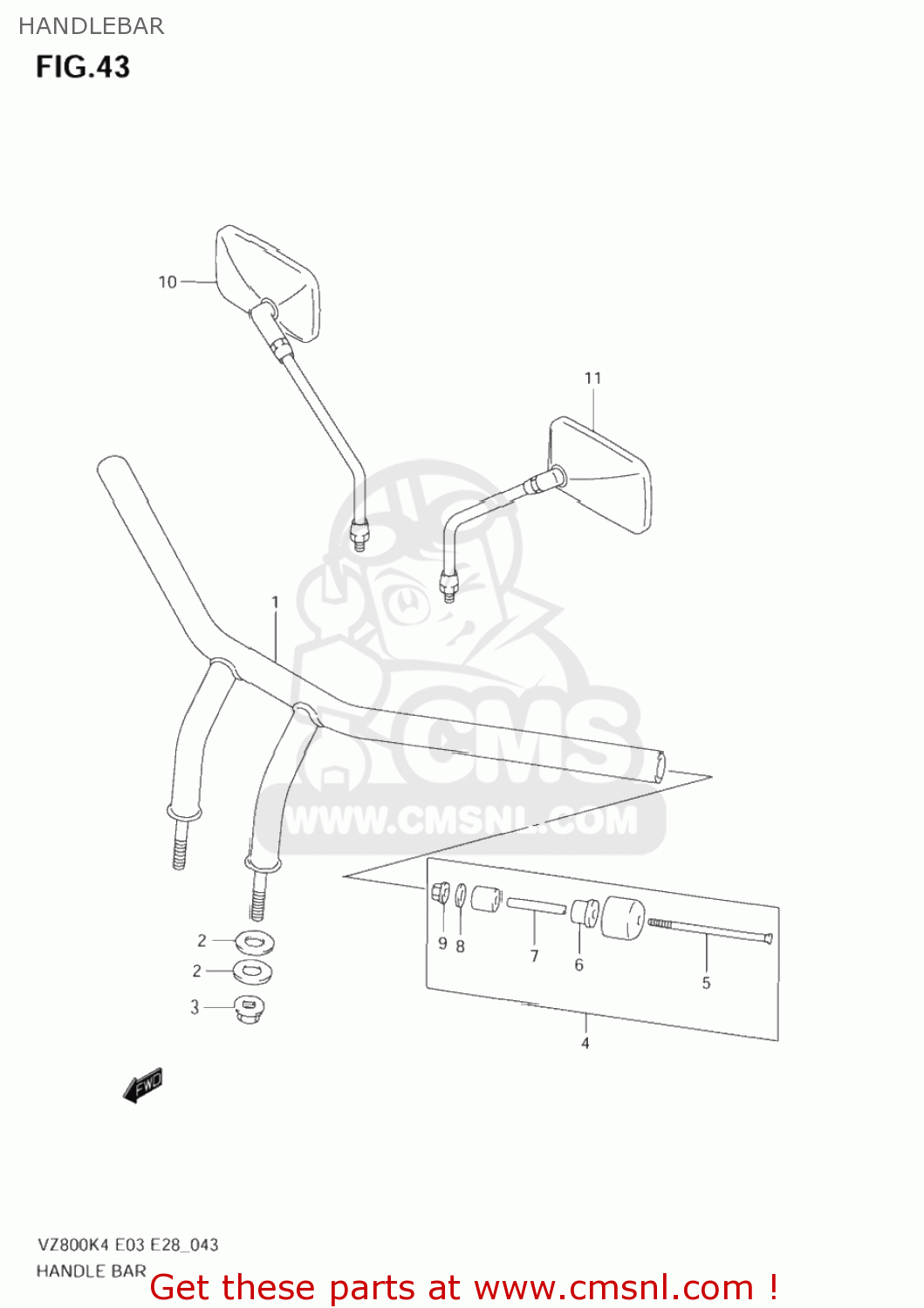 HANDLEBAR VZ800 MARAUDER 2004 (K4) USA (E03)
