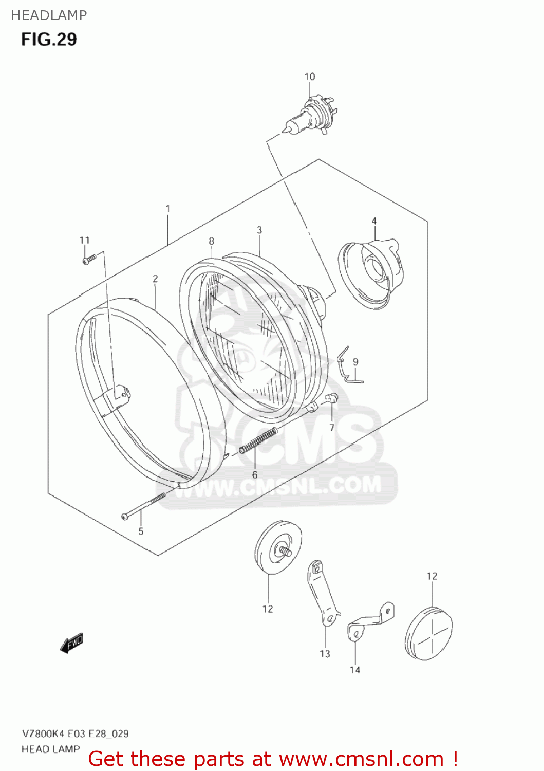 HEADLAMP VZ800 MARAUDER 2004 (K4) USA (E03)