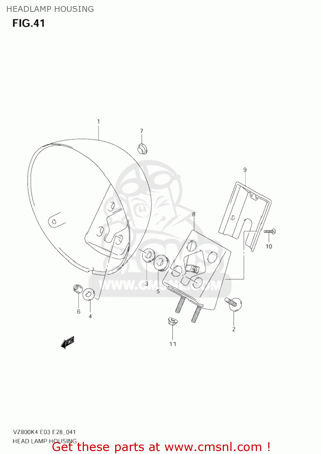 HEADLAMP HOUSING VZ800 MARAUDER 2004 (K4) USA (E03)