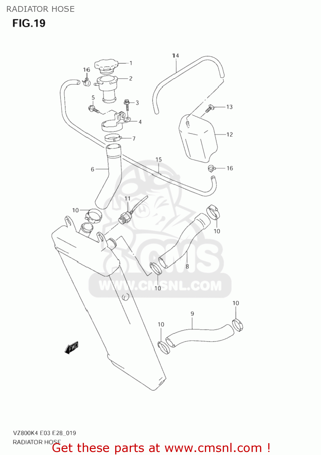 RADIATOR HOSE VZ800 MARAUDER 2004 (K4) USA (E03)