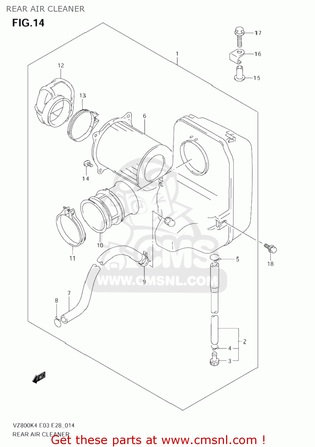 REAR AIR CLEANER VZ800 MARAUDER 2004 (K4) USA (E03)
