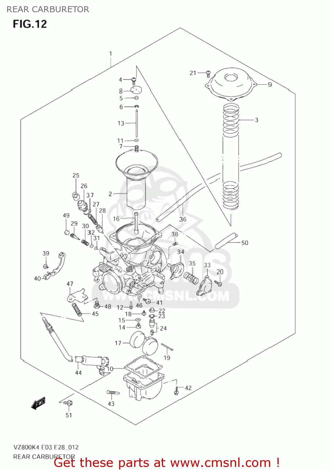 REAR CARBURETOR VZ800 MARAUDER 2004 (K4) USA (E03)