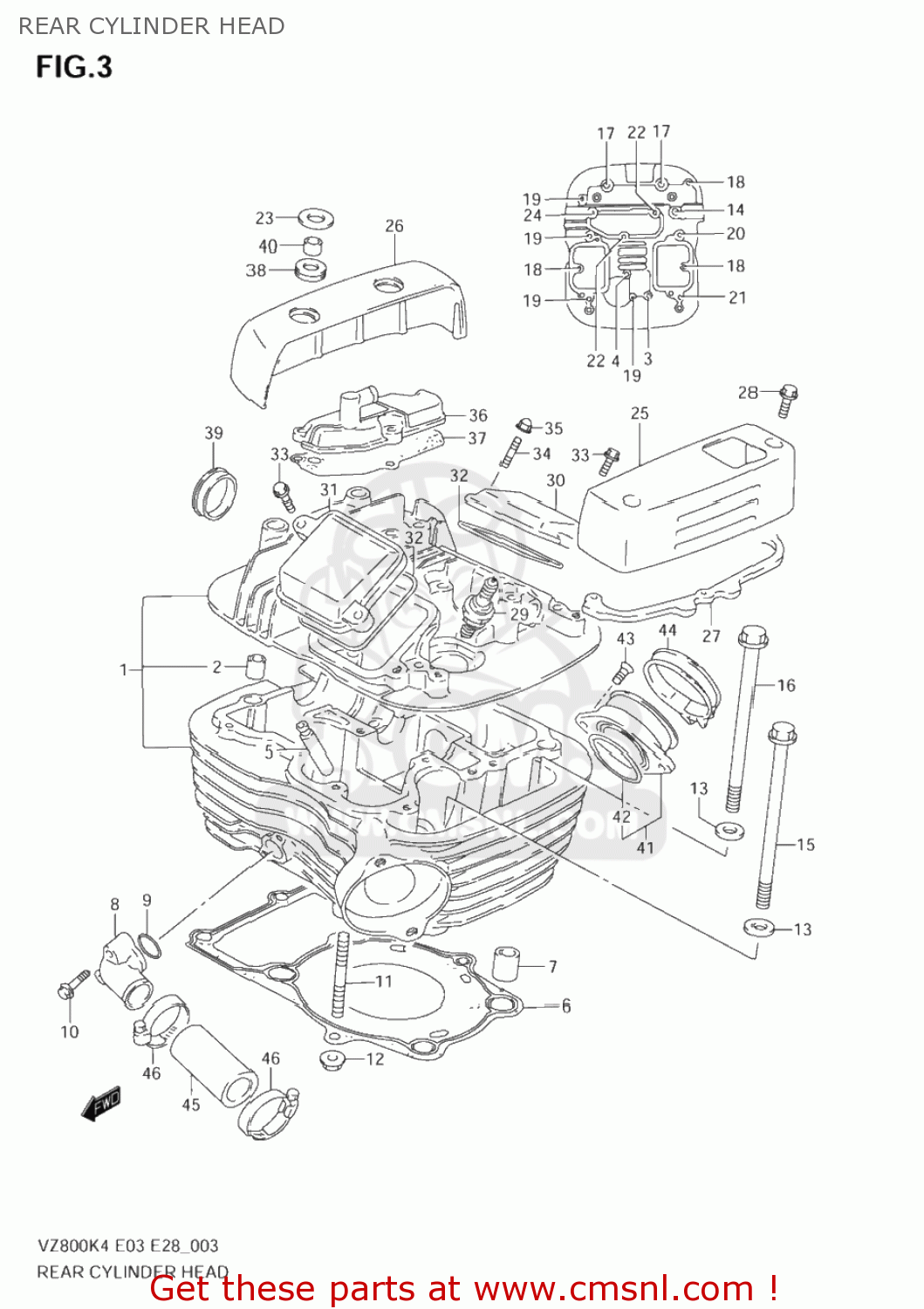 REAR CYLINDER HEAD VZ800 MARAUDER 2004 (K4) USA (E03)