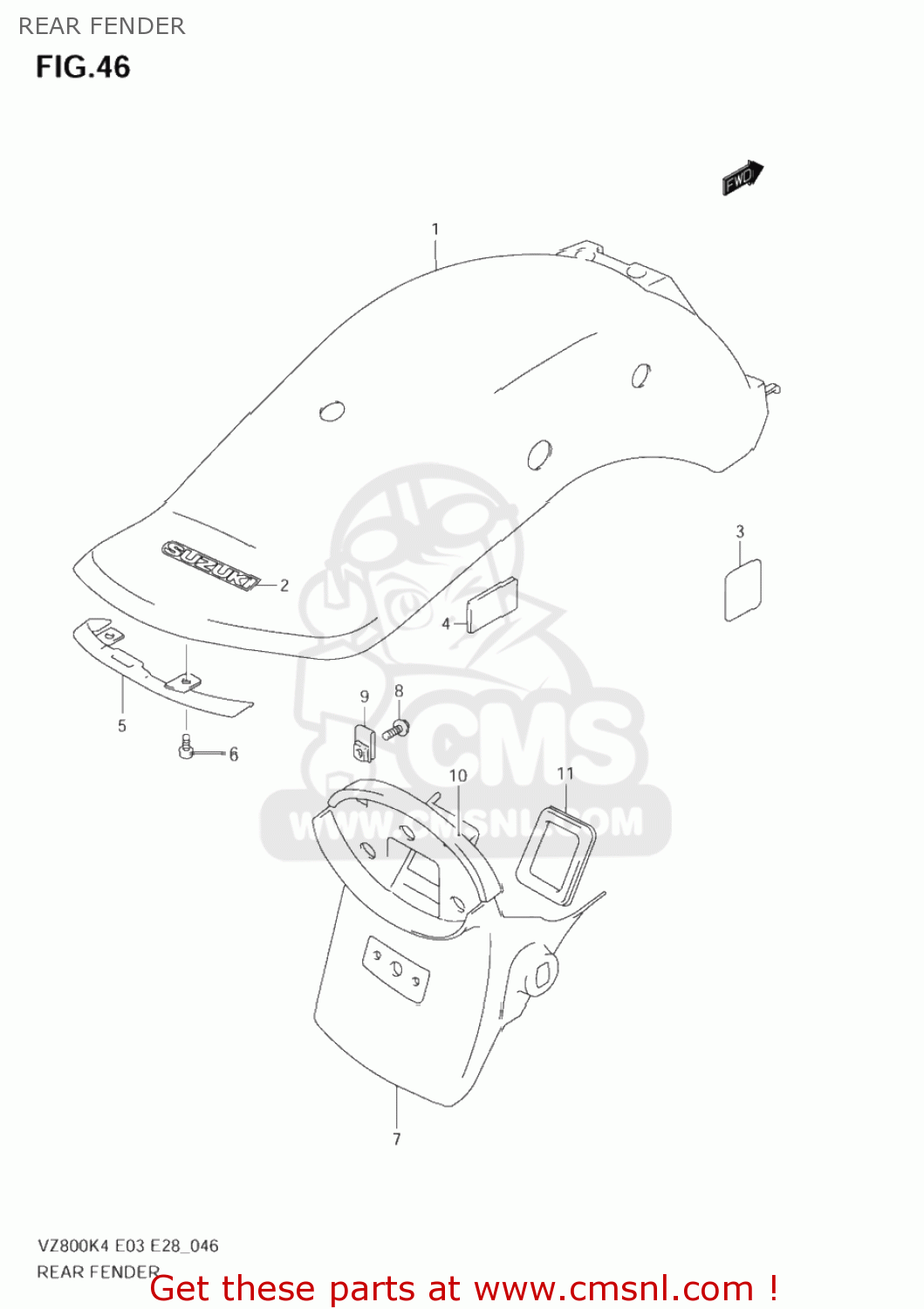 REAR FENDER VZ800 MARAUDER 2004 (K4) USA (E03)