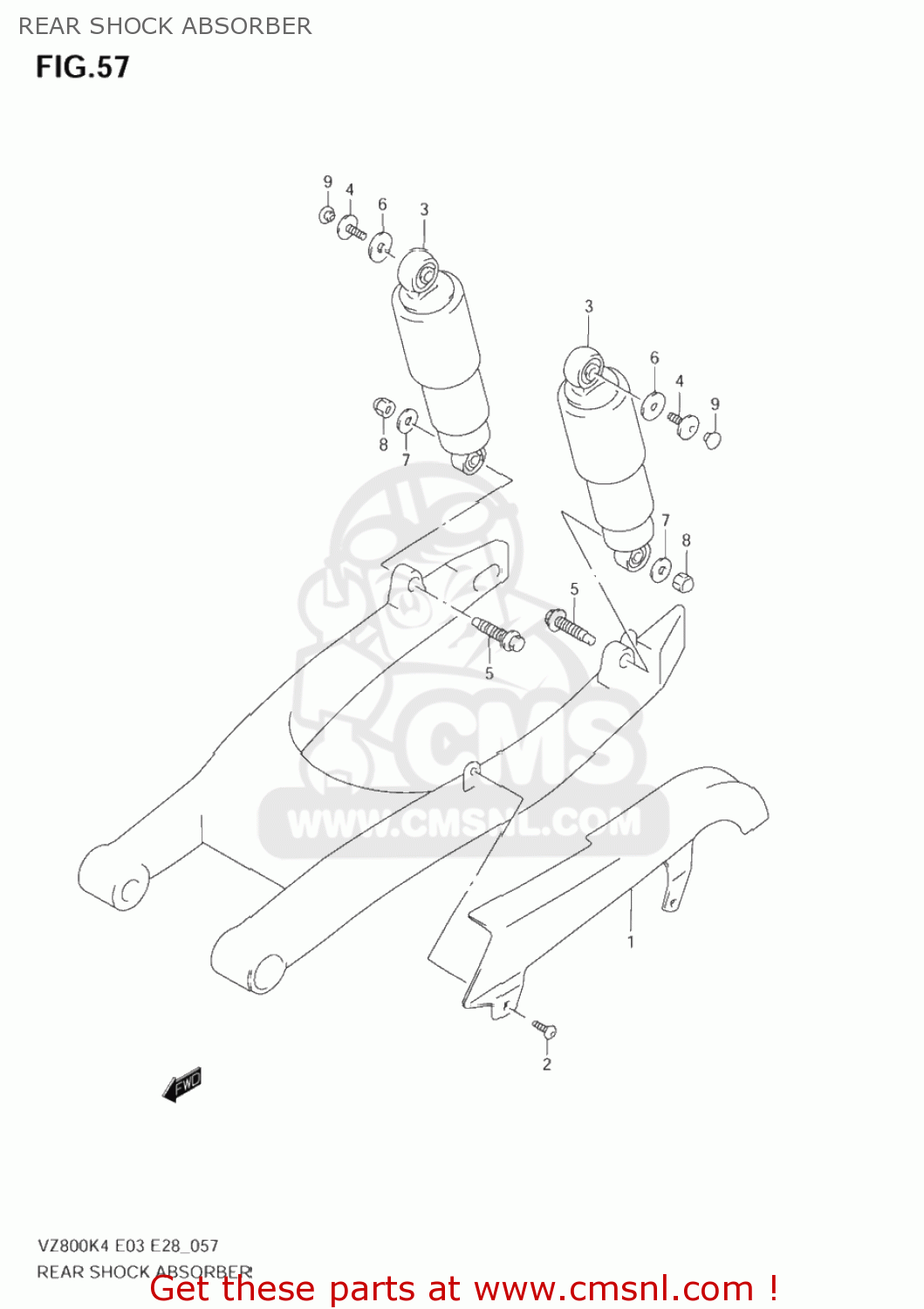 REAR SHOCK ABSORBER VZ800 MARAUDER 2004 (K4) USA (E03)