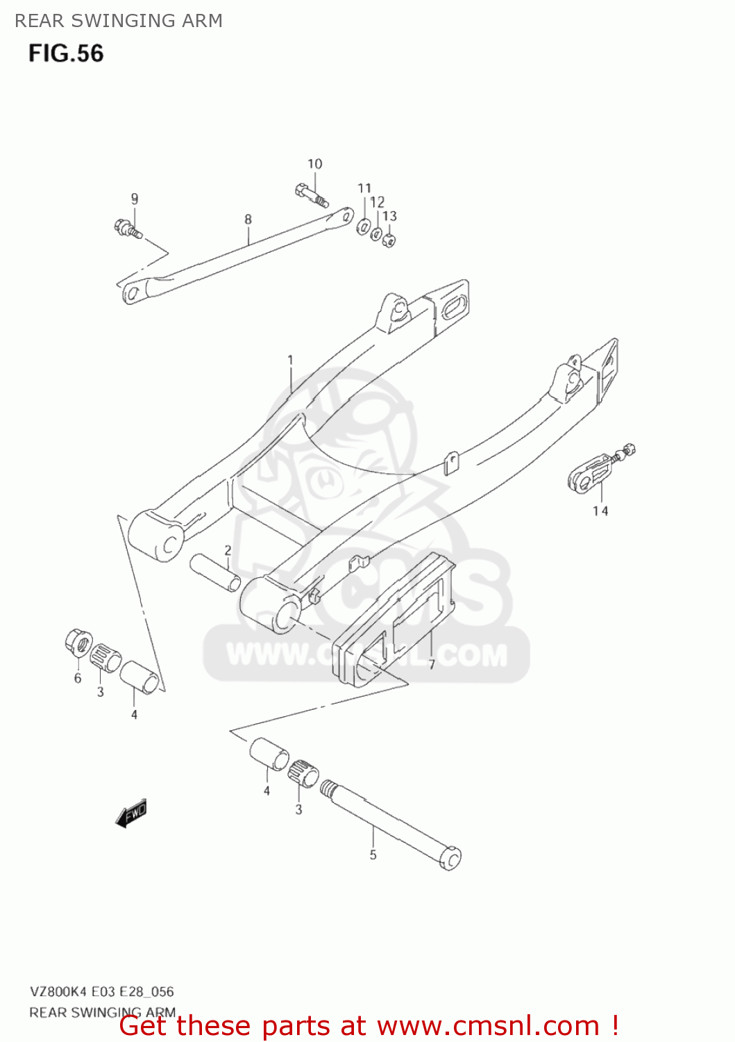 REAR SWINGING ARM VZ800 MARAUDER 2004 (K4) USA (E03)