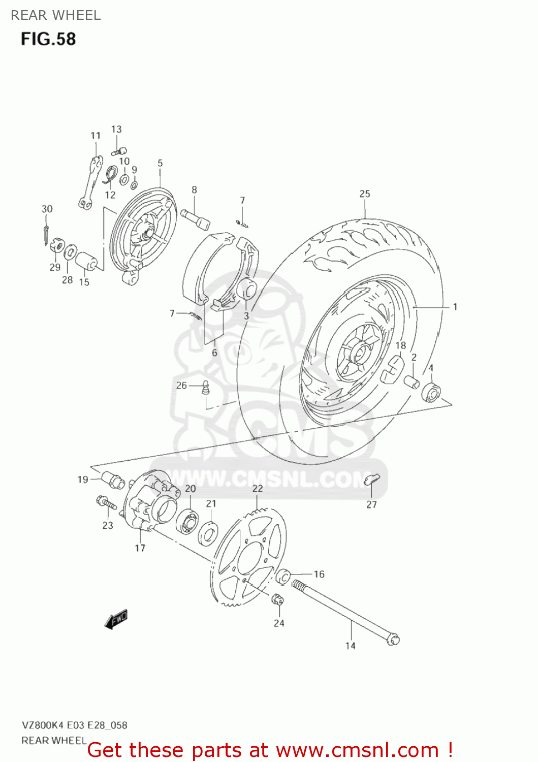 REAR WHEEL VZ800 MARAUDER 2004 (K4) USA (E03)
