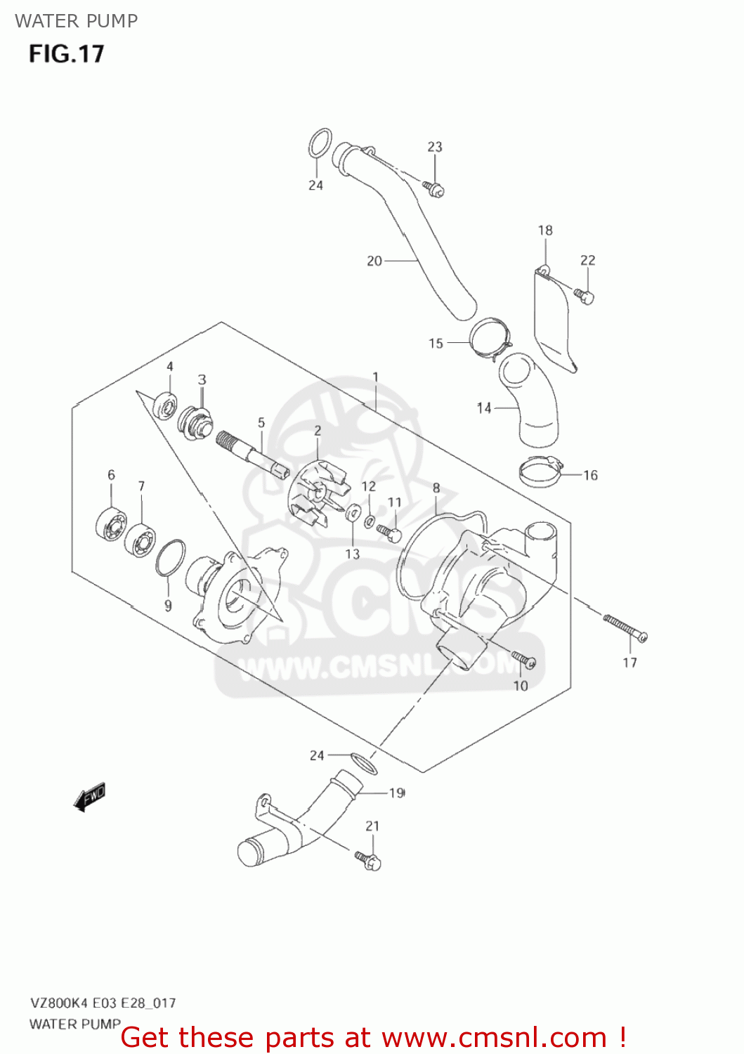 WATER PUMP VZ800 MARAUDER 2004 (K4) USA (E03)