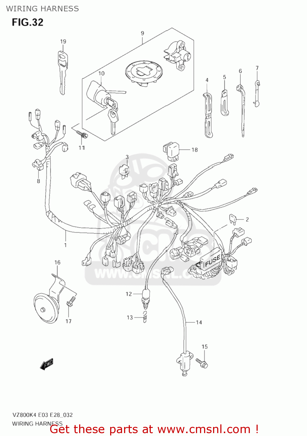 WIRING HARNESS VZ800 MARAUDER 2004 (K4) USA (E03)