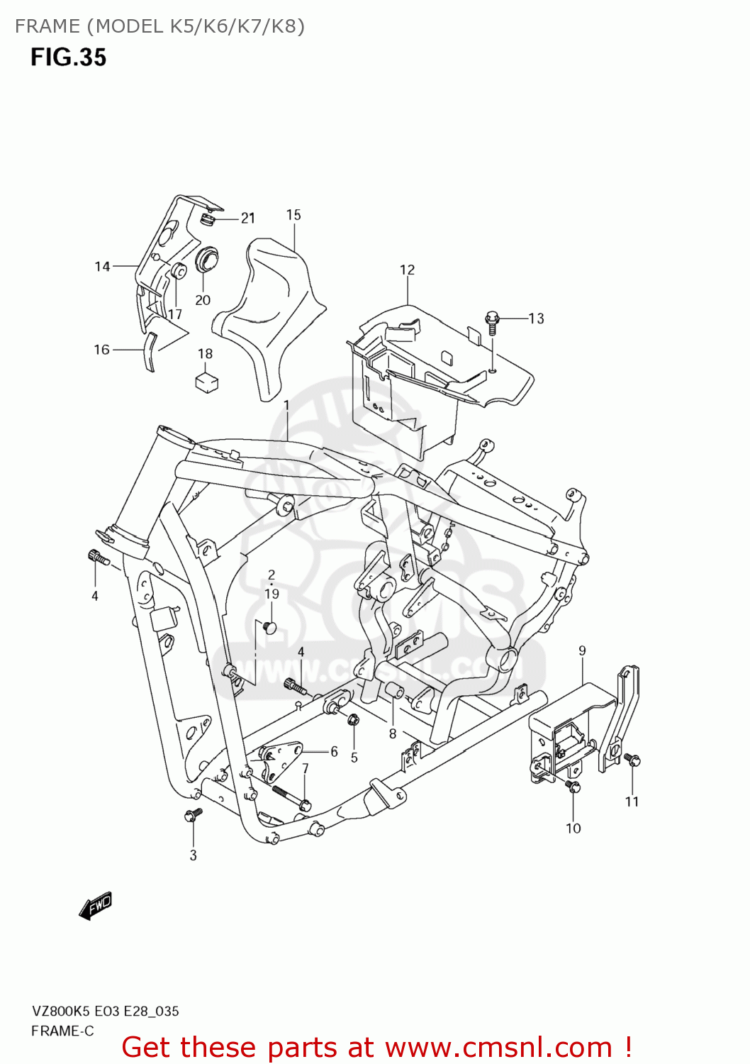 FRAME (MODEL K5/K6/K7/K8) VZ800Z BOULEVARD M50 2005 (K5) USA CALIFORNIA (E03 E33)