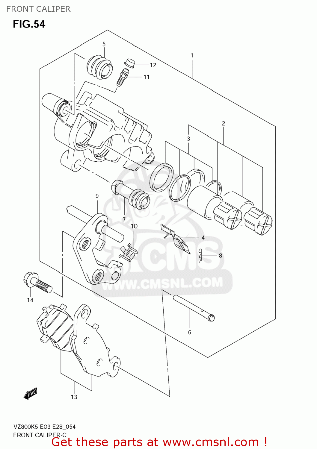 FRONT CALIPER VZ800Z BOULEVARD M50 2005 (K5) USA CALIFORNIA (E03 E33)