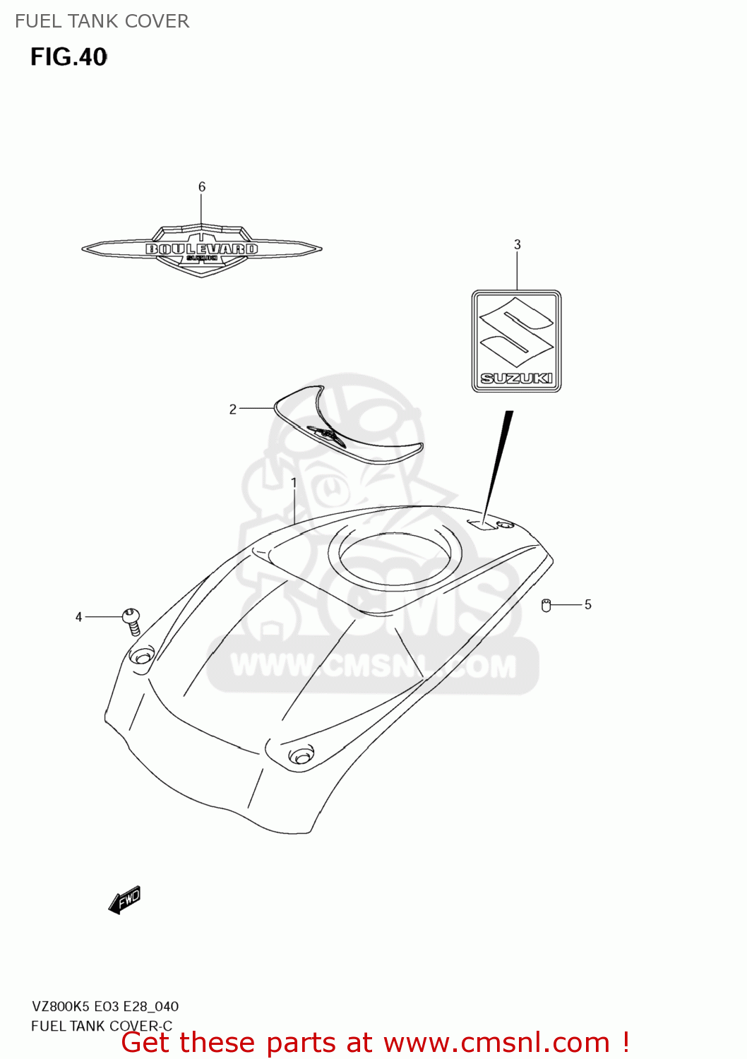 FUEL TANK COVER VZ800Z BOULEVARD M50 2005 (K5) USA CALIFORNIA (E03 E33)