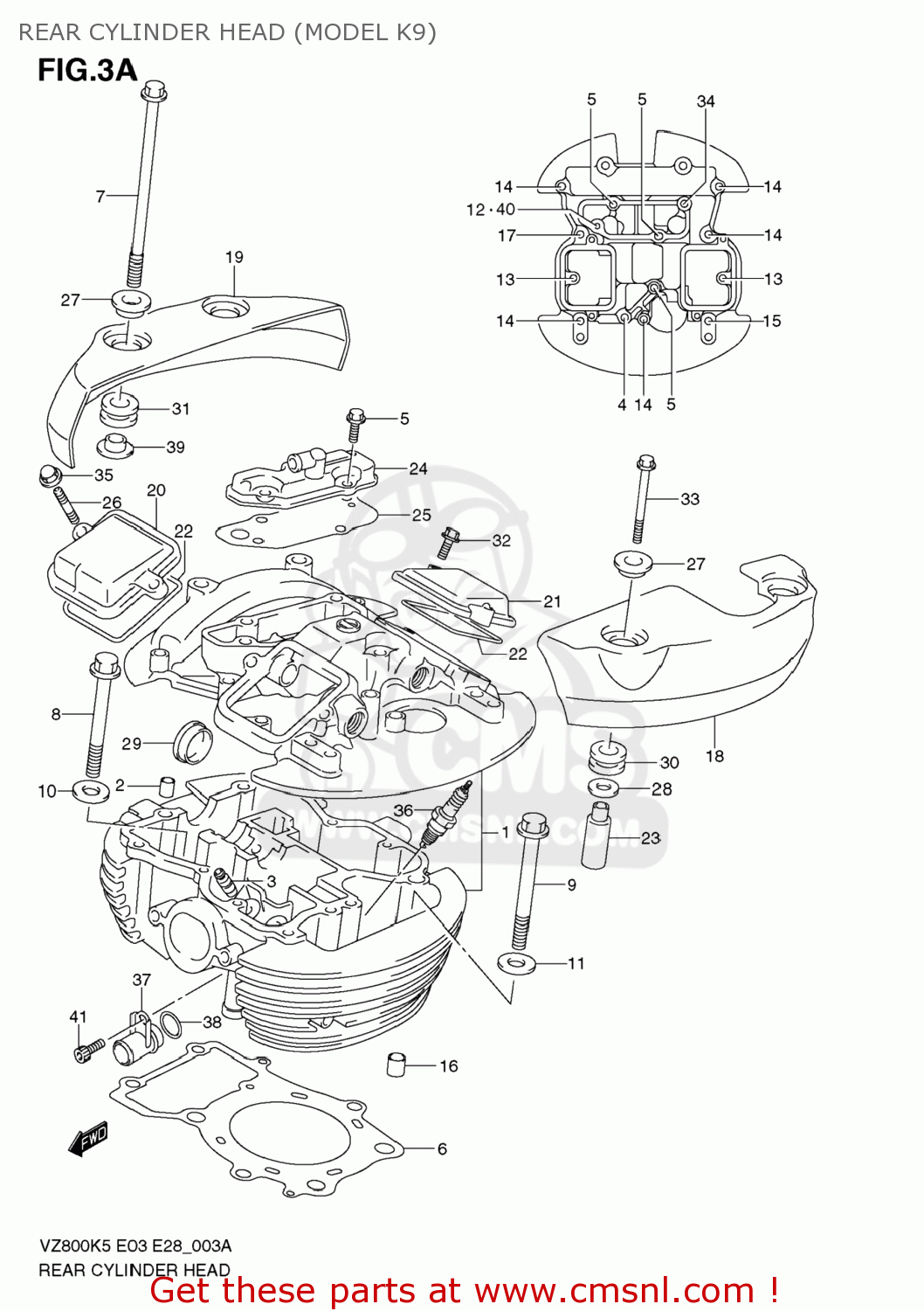 REAR CYLINDER HEAD (MODEL K9) VZ800Z BOULEVARD M50 2005 (K5) USA CALIFORNIA (E03 E33)