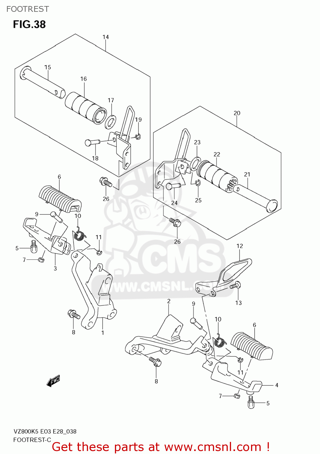 FOOTREST VZ800Z BOULEVARD M50 2006 (K6) USA CALIFORNIA (E03 E33)