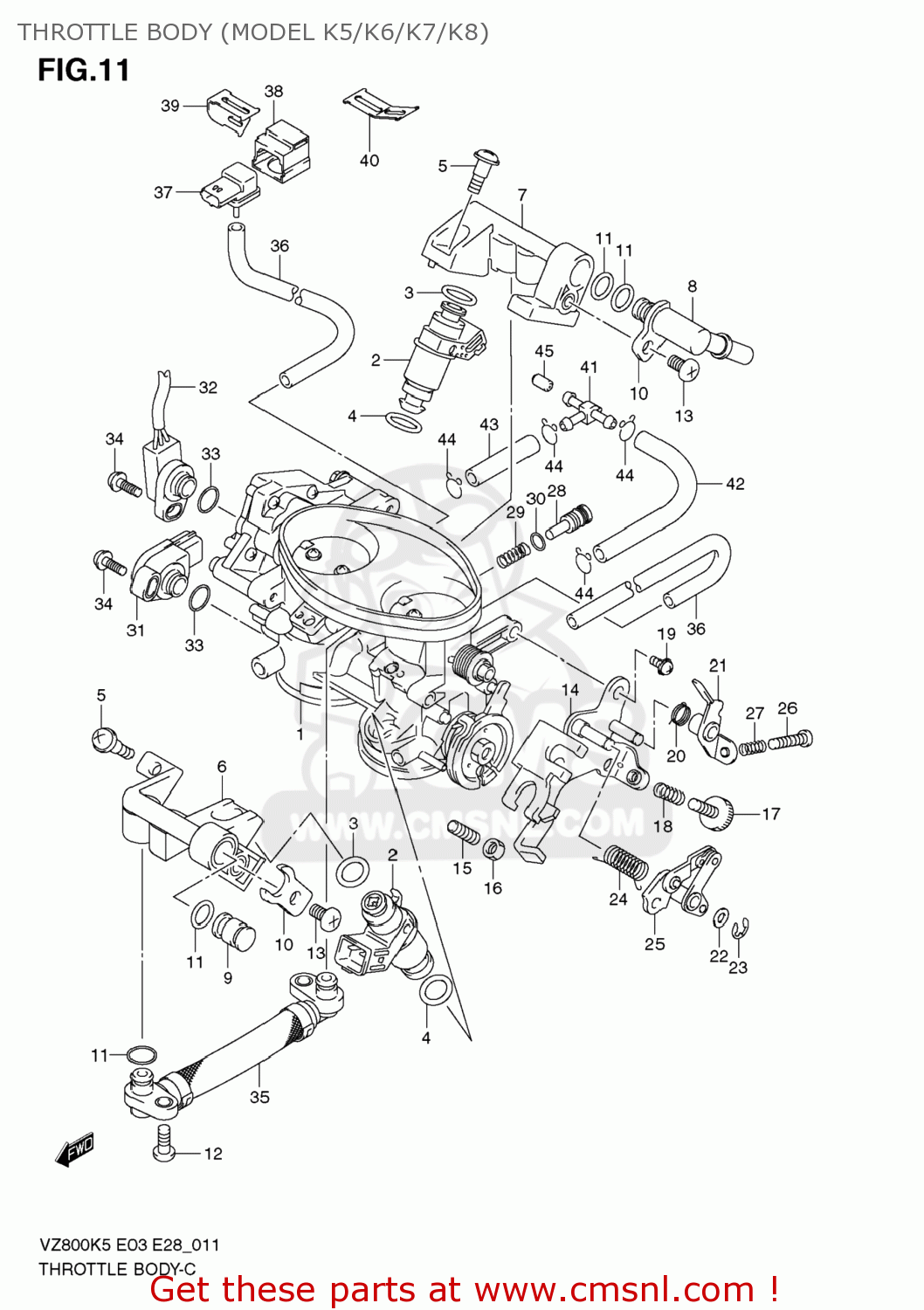THROTTLE BODY (MODEL K5/K6/K7/K8) VZ800Z BOULEVARD M50 2006 (K6) USA CALIFORNIA (E03 E33)