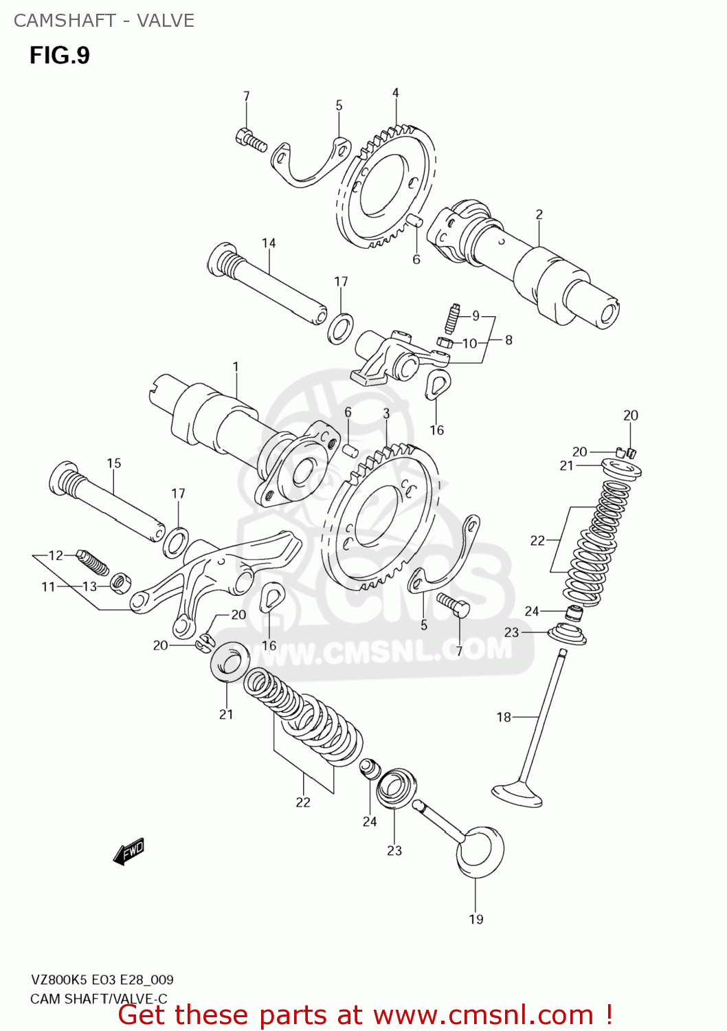 CAMSHAFT - VALVE VZ800Z BOULEVARD M50 2007 (K7) USA CALIFORNIA (E03 E33)