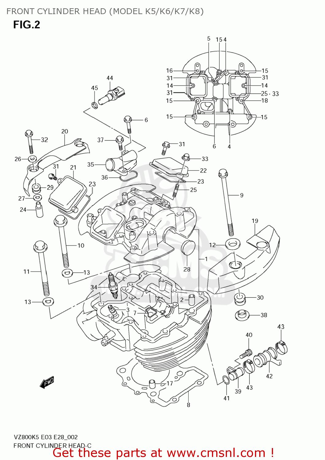 FRONT CYLINDER HEAD (MODEL K5/K6/K7/K8) VZ800Z BOULEVARD M50 2007 (K7) USA CALIFORNIA (E03 E33)