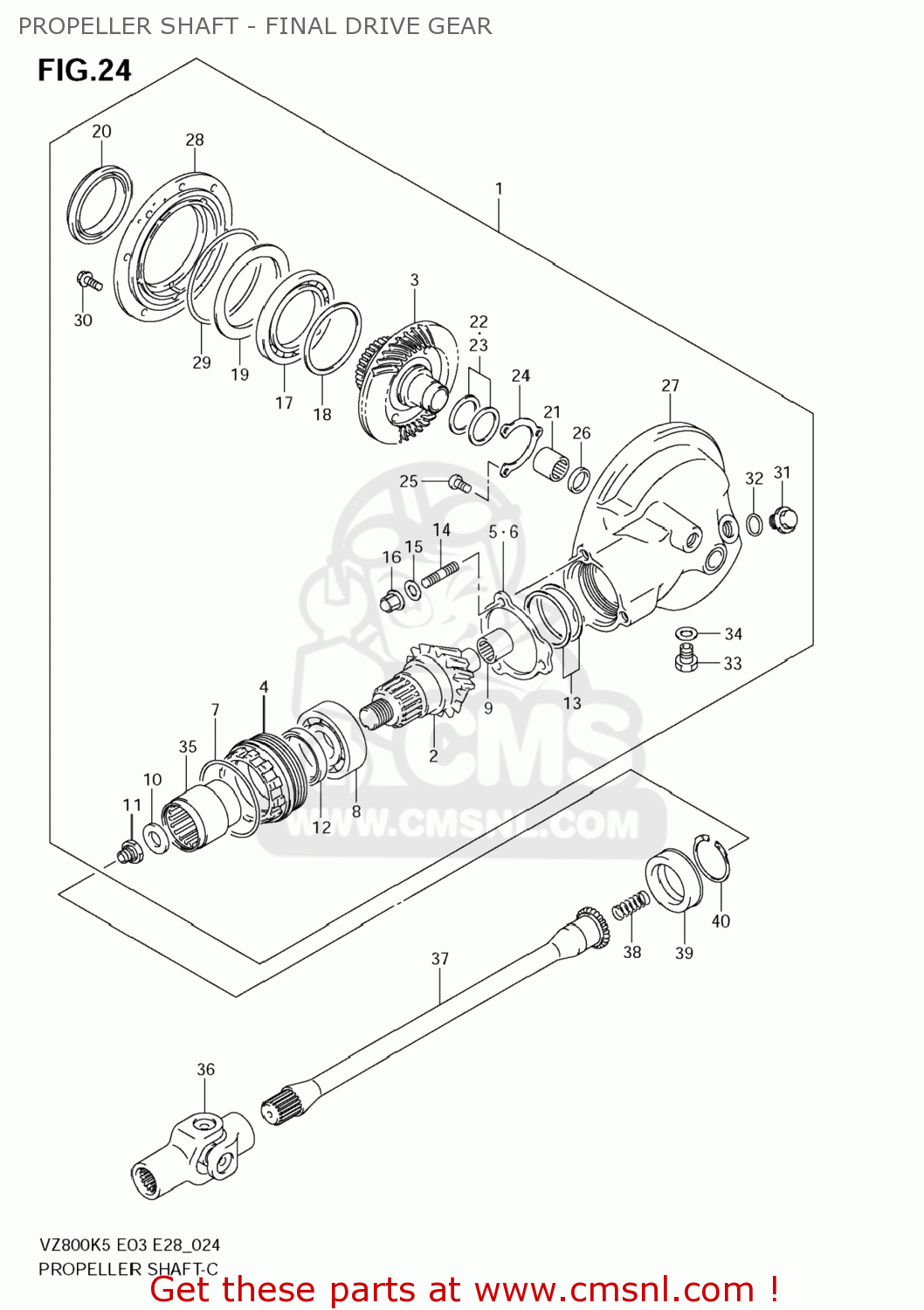 PROPELLER SHAFT - FINAL DRIVE GEAR VZ800Z BOULEVARD M50 2007 (K7) USA CALIFORNIA (E03 E33)