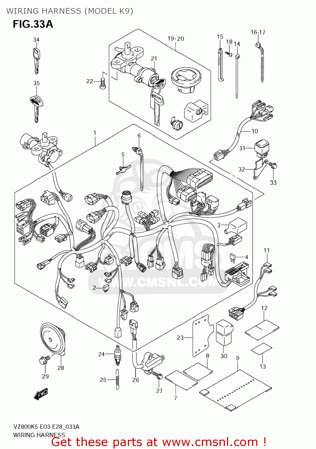 WIRING HARNESS (MODEL K9) VZ800Z BOULEVARD M50 2007 (K7) USA CALIFORNIA (E03 E33)