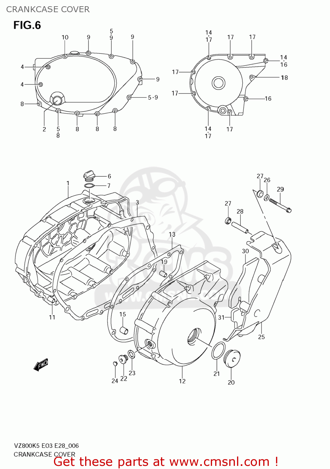 CRANKCASE COVER VZ800Z BOULEVARD M50 2008 (K8) USA CALIFORNIA (E03 E33)