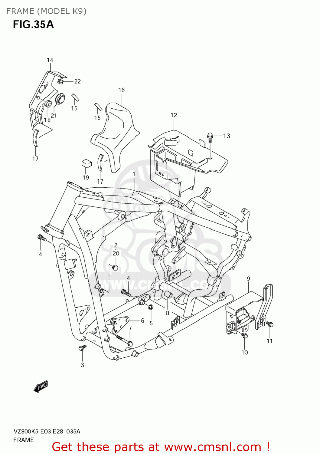 FRAME (MODEL K9) VZ800Z BOULEVARD M50 2008 (K8) USA CALIFORNIA (E03 E33)