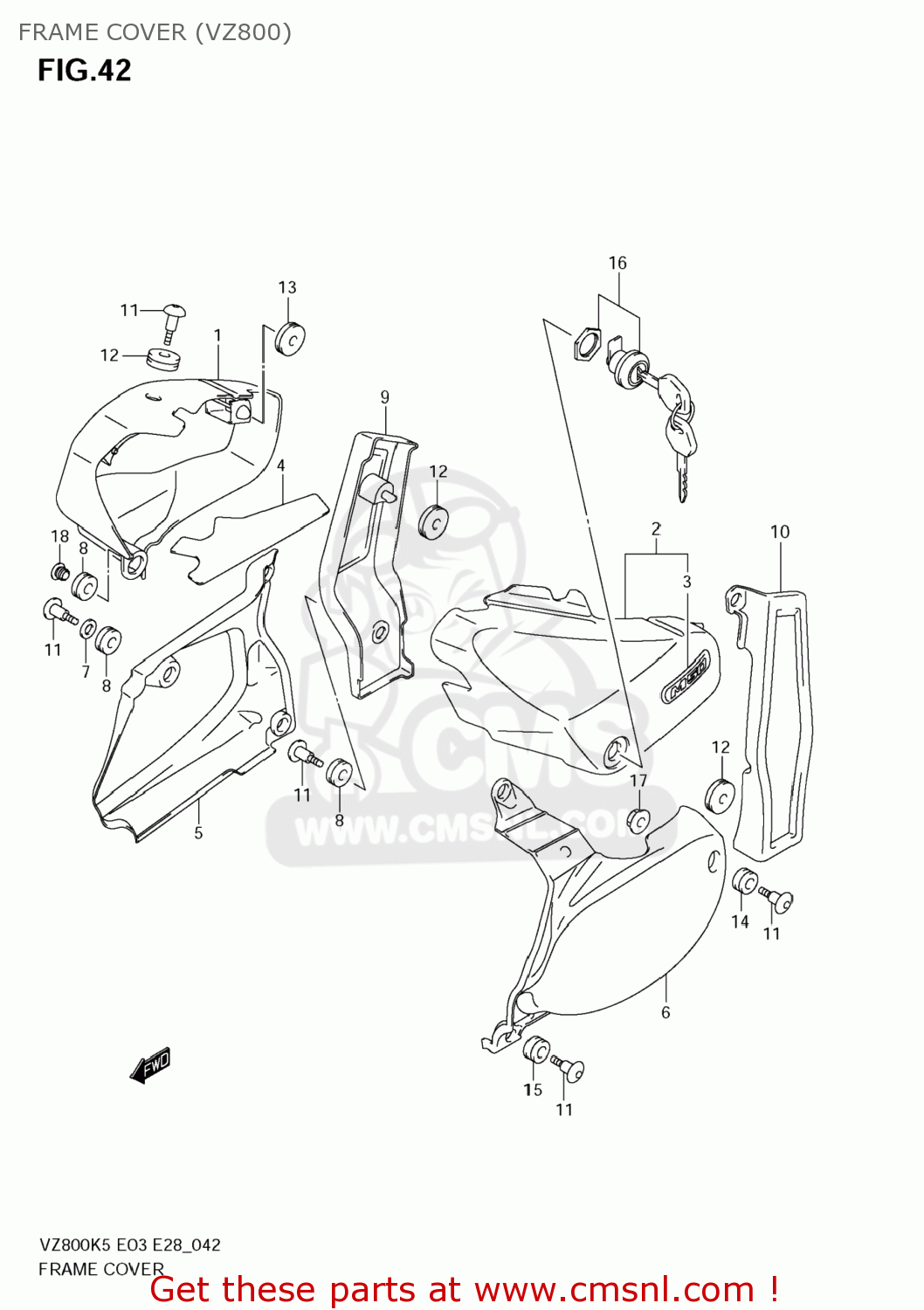 FRAME COVER (VZ800) VZ800Z BOULEVARD M50 2009 (K9) USA CALIFORNIA (E03 E33)