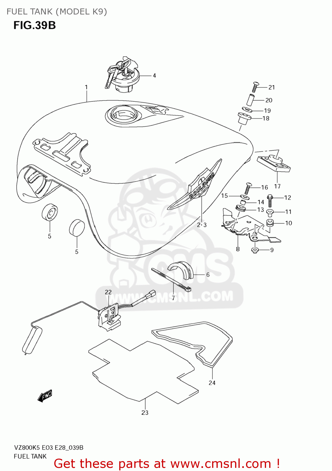 FUEL TANK (MODEL K9) VZ800Z BOULEVARD M50 2009 (K9) USA CALIFORNIA (E03 E33)