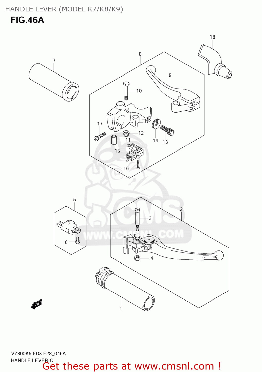 HANDLE LEVER (MODEL K7/K8/K9) VZ800Z BOULEVARD M50 2009 (K9) USA CALIFORNIA (E03 E33)