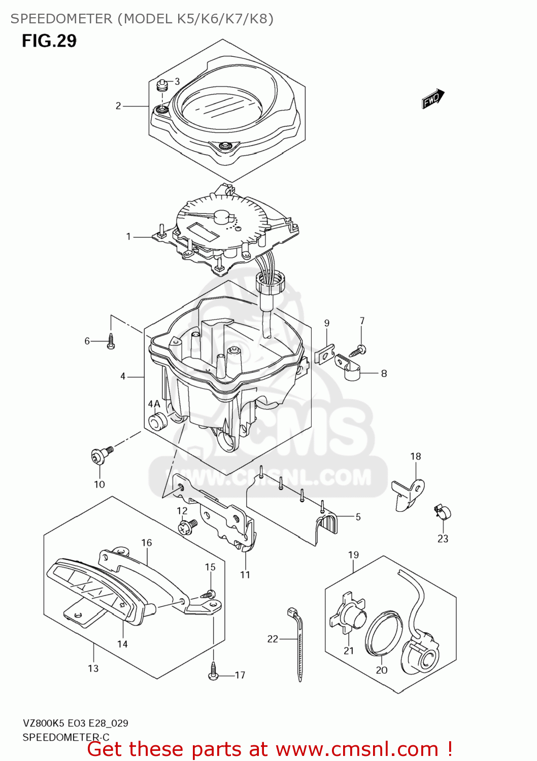 SPEEDOMETER (MODEL K5/K6/K7/K8) VZ800Z BOULEVARD M50 2009 (K9) USA CALIFORNIA (E03 E33)