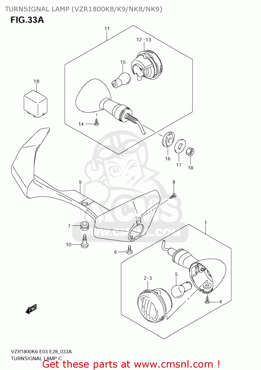 TURNSIGNAL LAMP (VZR1800K8/K9/NK8/NK9) VZR1800 BOULEVARD M109R 2006 (K6) USA (E03)
