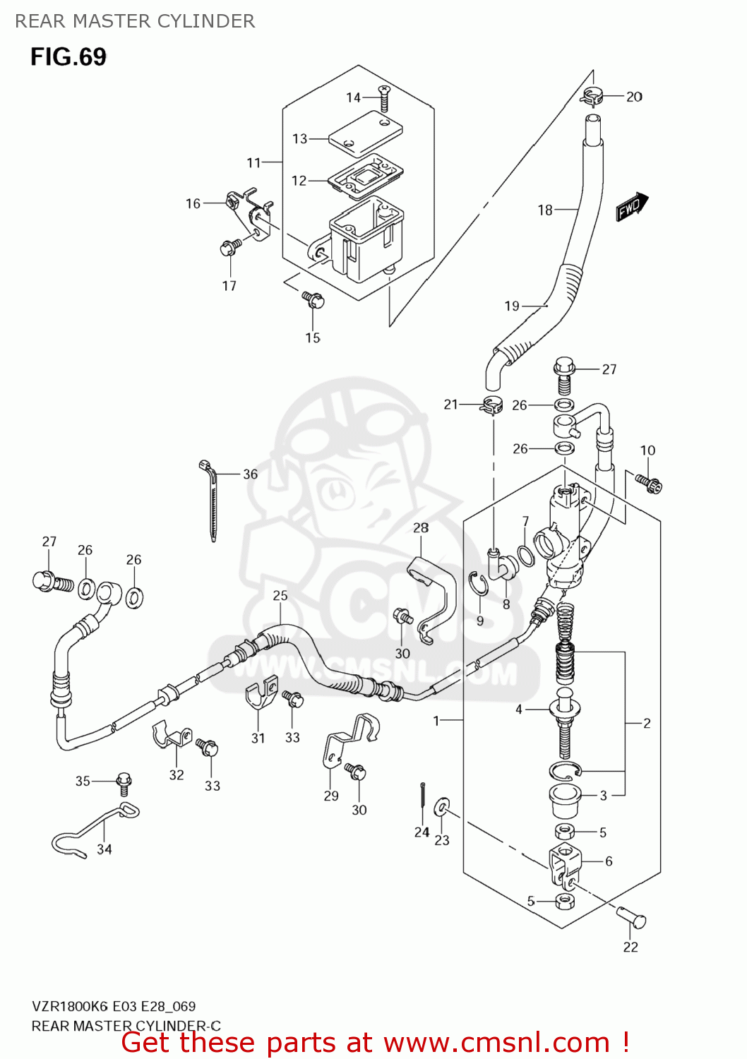 REAR MASTER CYLINDER VZR1800 BOULEVARD M109R 2007 (K7) CALIFORNIA (E33)