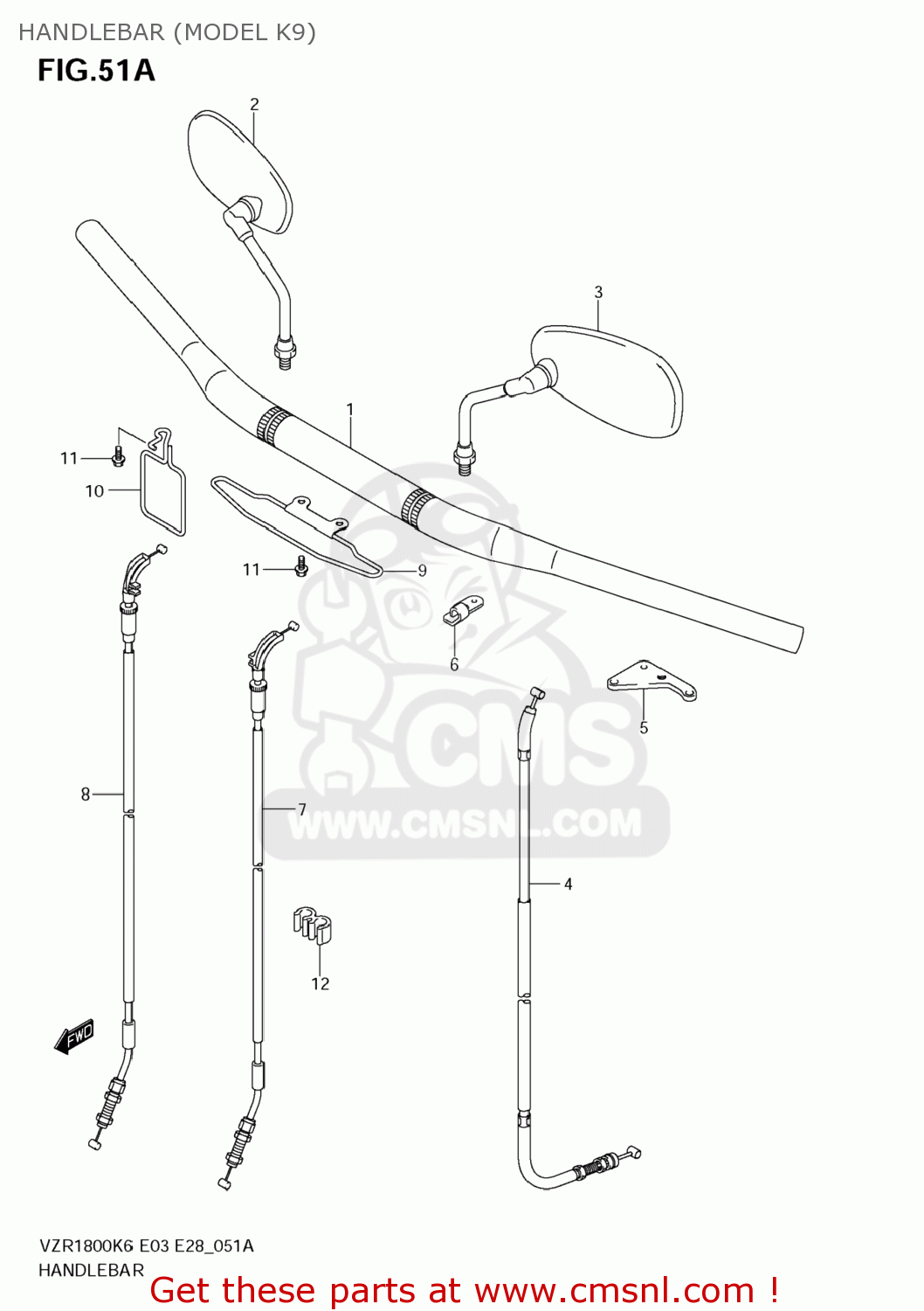 HANDLEBAR (MODEL K9) VZR1800 BOULEVARD M109R 2008 (K8) CALIFORNIA (E33)