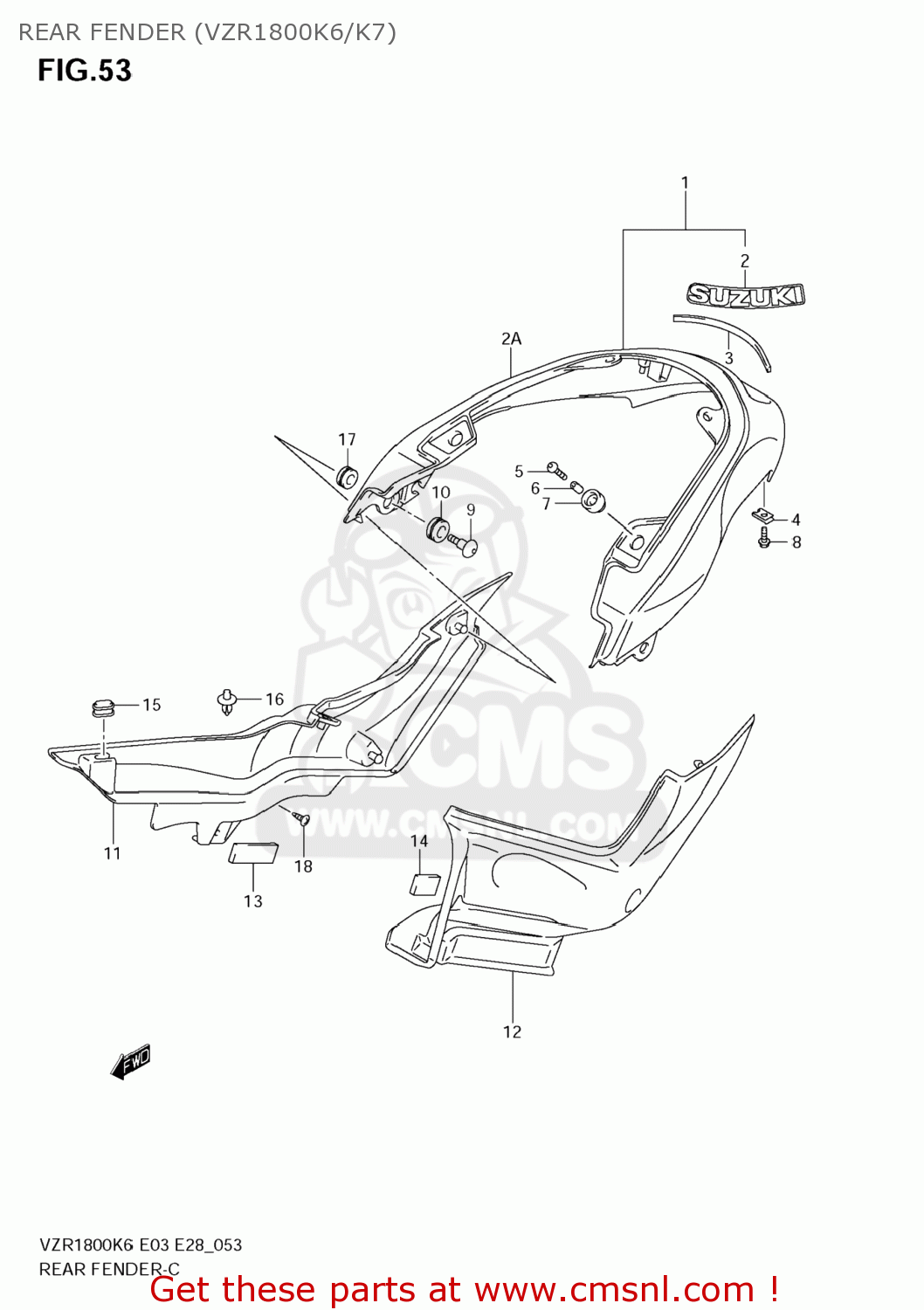 REAR FENDER (VZR1800K6/K7) VZR1800 BOULEVARD M109R 2008 (K8) CALIFORNIA (E33)