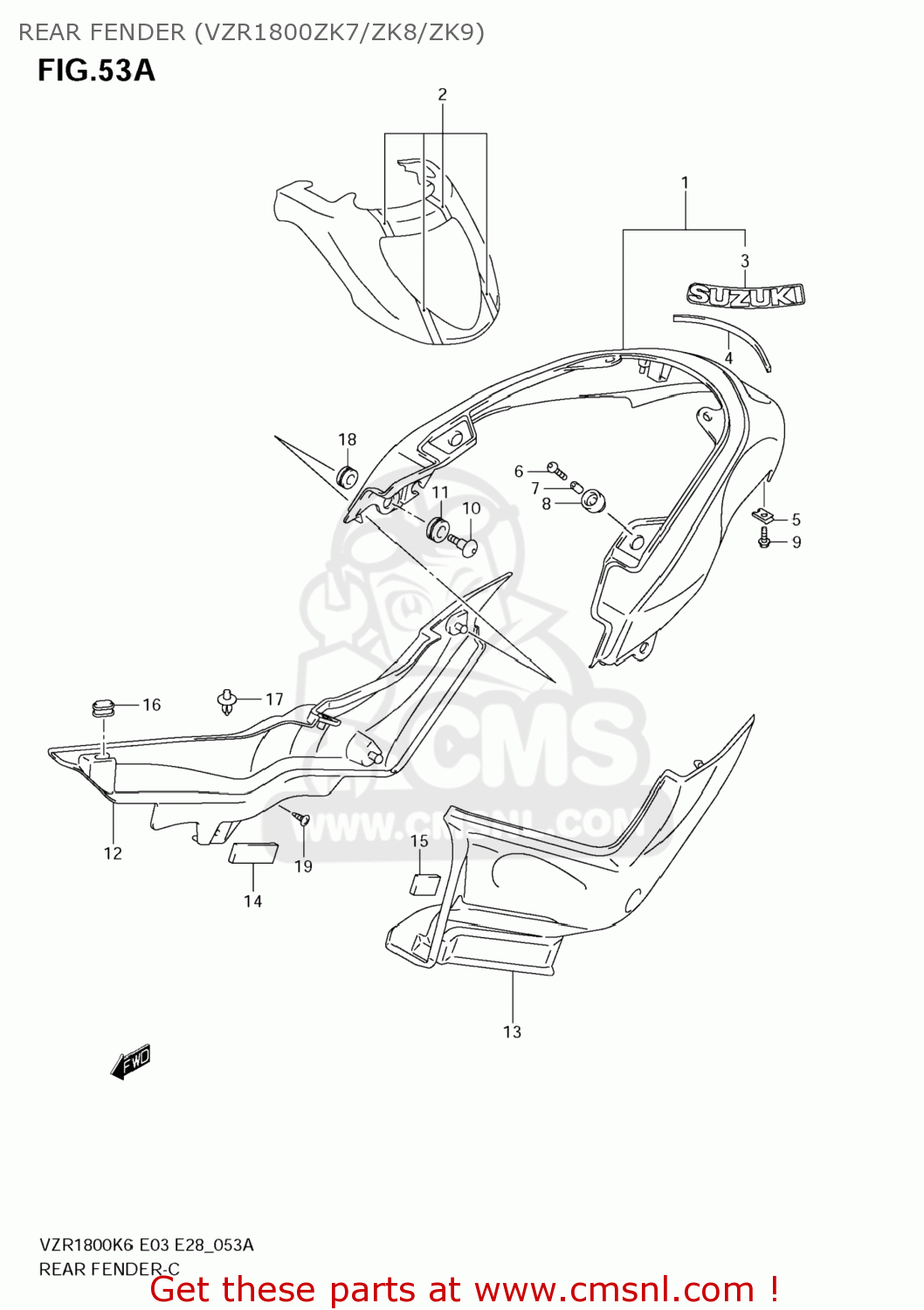 REAR FENDER (VZR1800ZK7/ZK8/ZK9) VZR1800 BOULEVARD M109R 2008 (K8) CALIFORNIA (E33)